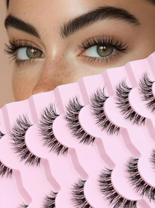 Eyelahses Wispy Lashes Cat Eye 10MM Short Lashes C Curl Soft Lash Strips Siligli