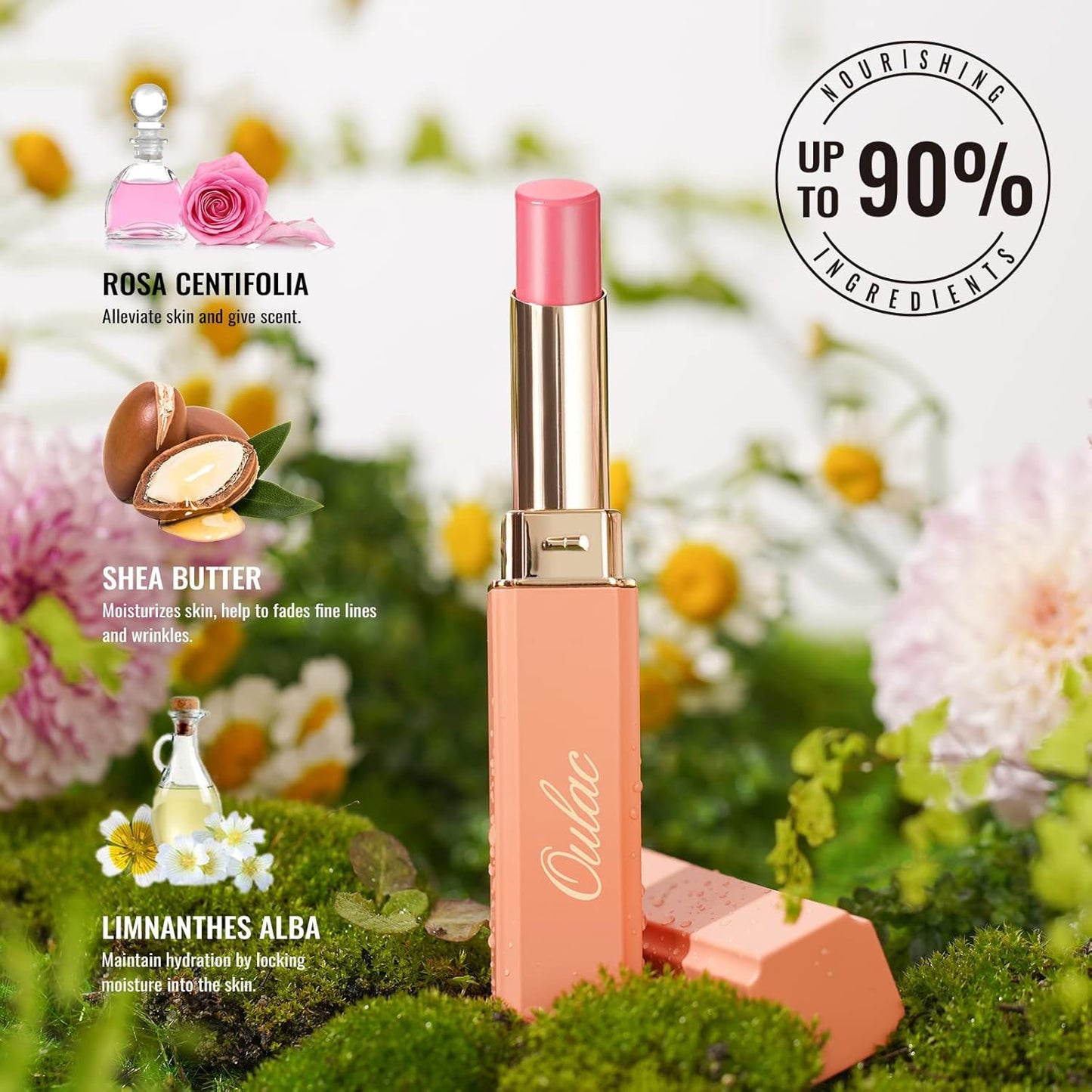 Oulac Orange Lipstick - Moisturizing Lip Stick Glossy Tinted Lip Balm, Sheer Shine Juicy Finish, Lightweight and Hydrating Formula for Dry Lip Care, Vegan 2.2g/0.07oz (08)