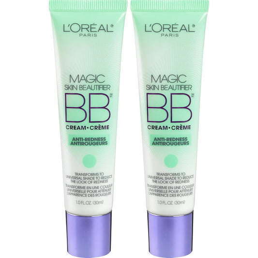 L'Oréal Paris Makeup Magic Skin Beautifier BB Cream Tinted Moisturizer, Anti-Redness, 1 fl oz, 2 Count