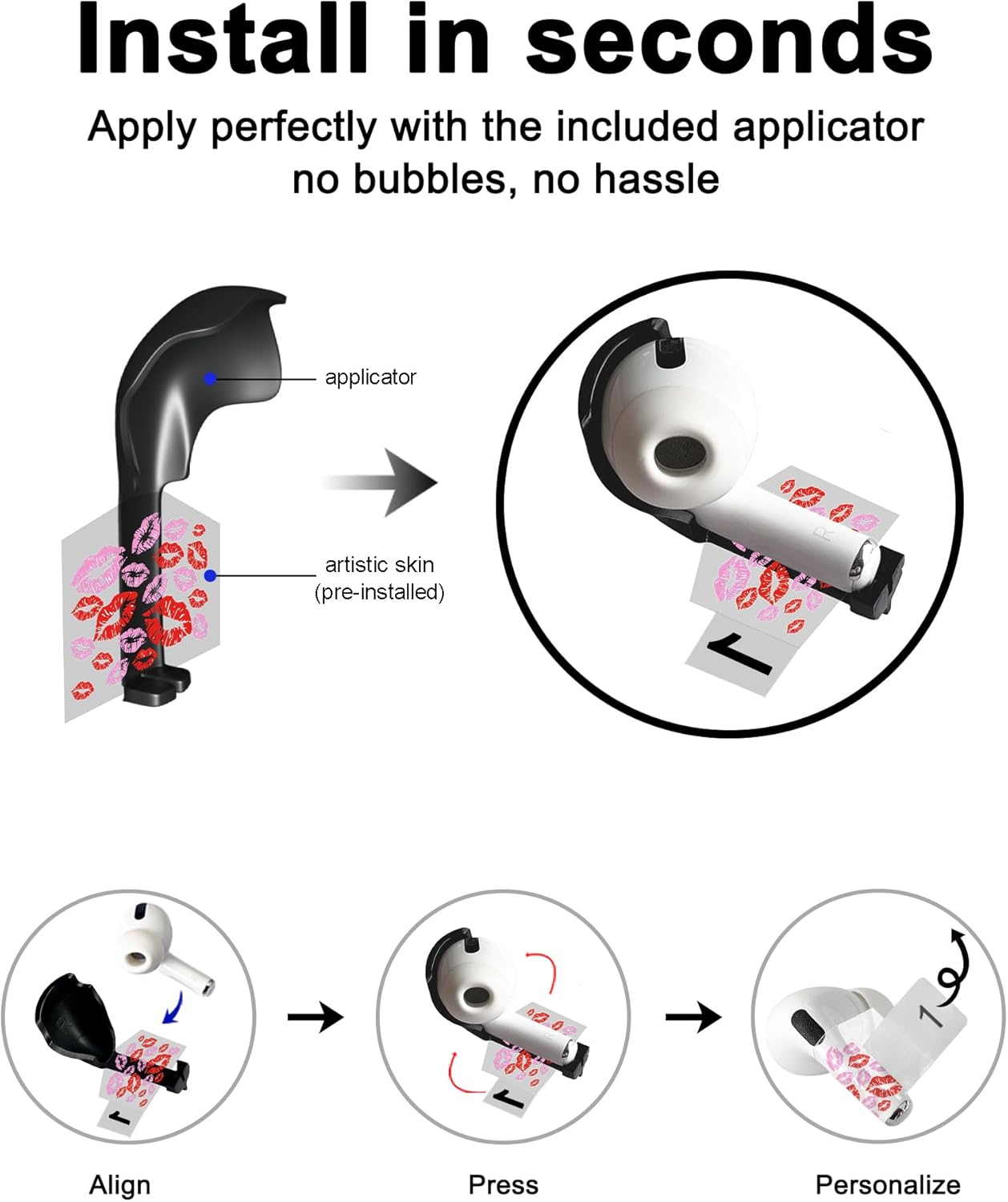 ROCKMAX for AirPods Pro 2 Skin Accessories, Heart Gesture Sticker Wrap for AirPods, Unique Gifts for Women and Girls, Customized Tattoos Compatible to AirPods Pro 2nd Generation Case Cover
