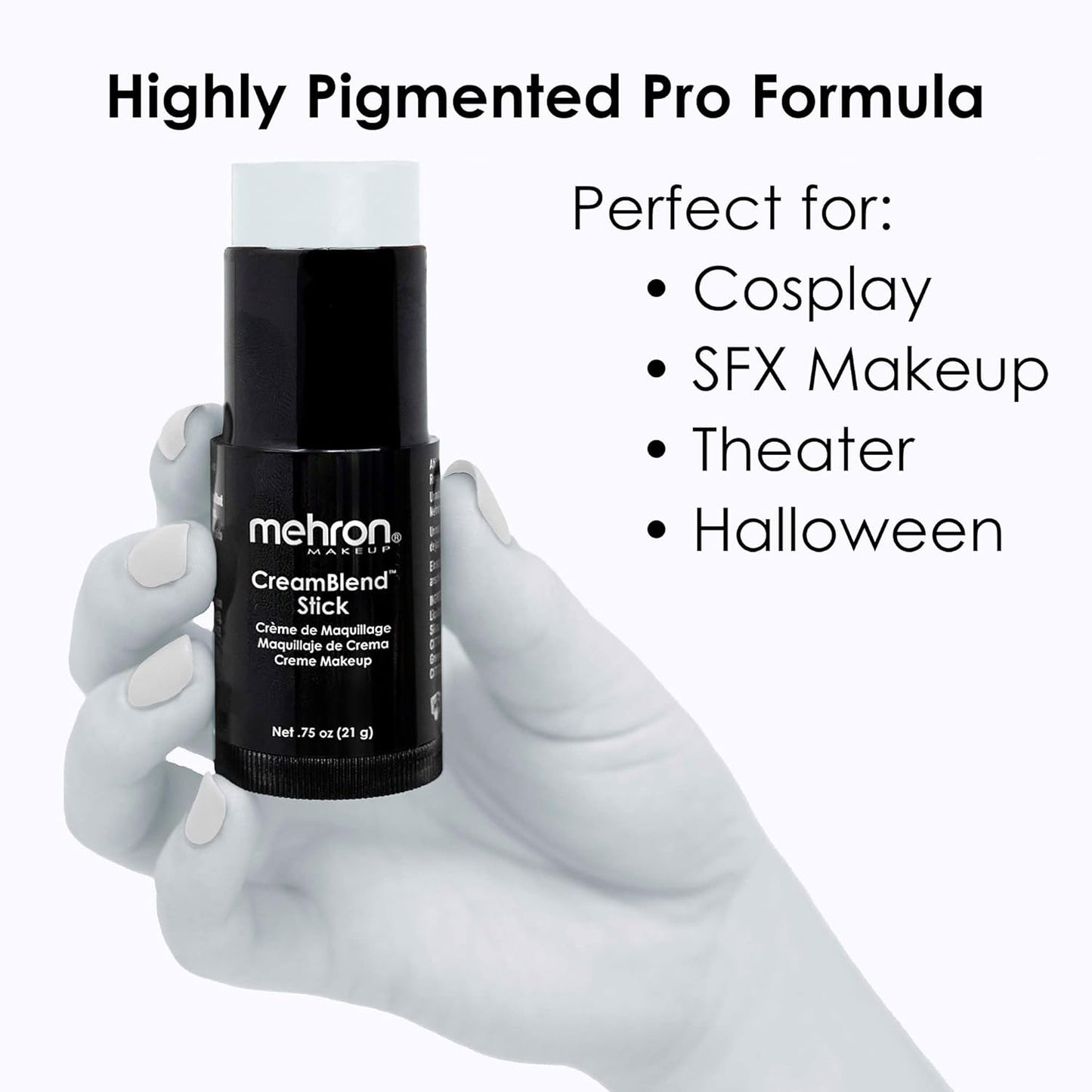 Mehron Makeup CreamBlend Stick | Face Paint, Body Paint, & Foundation Cream Makeup | Body Paint Stick .75 oz (21 g) (Moonlight White)