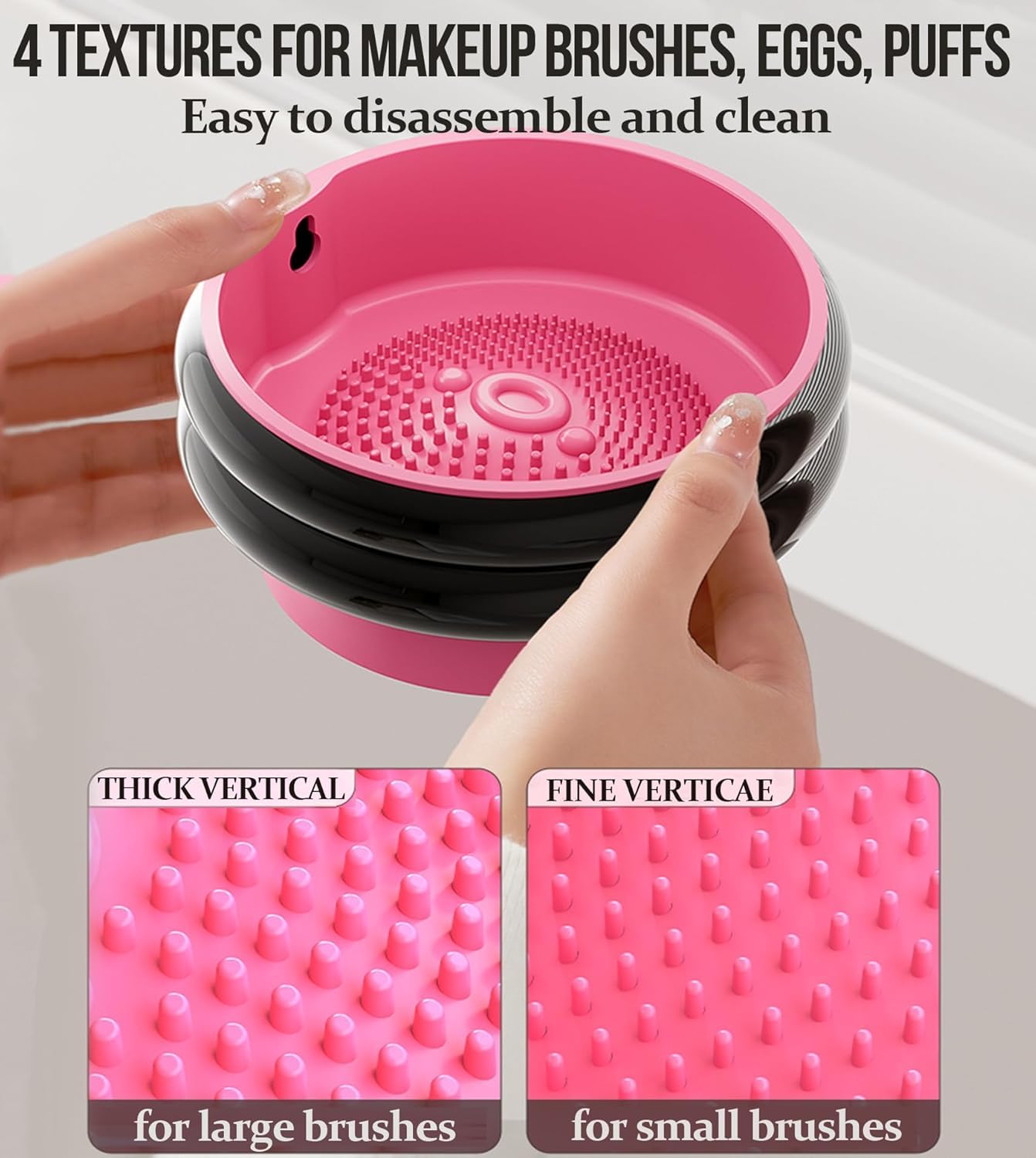 Makeup Brush Holder, 3 in 1 Silicone Makeup Brush Cleaner Mat white