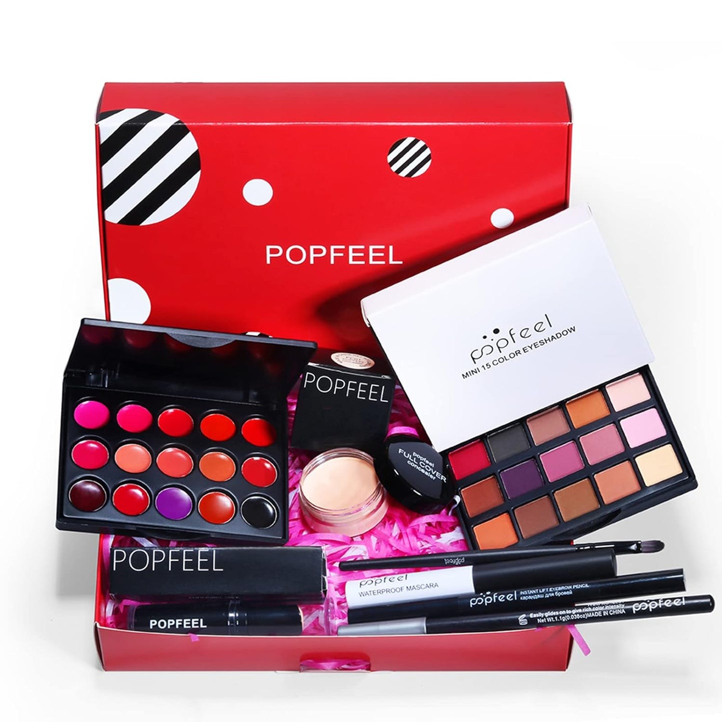 All in One Makeup Kit,Christmas Makeup Kit,Full Starter Cosmetics Set with Eyeshadow Lipstick Palette Mascara Eyebrow Pencil Eyeliner Concealer,Gift Set for Women, Girls & Teens