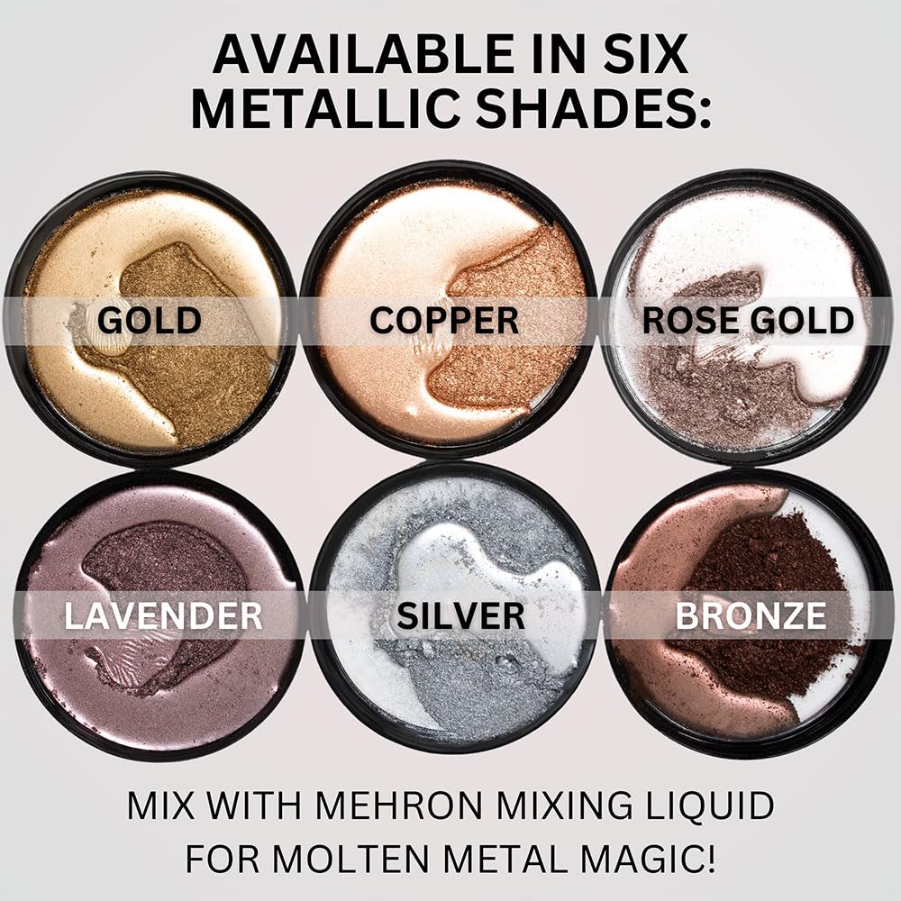 Mehron Makeup Metallic Powder (.17 Ounce) with Mixing Liquid (1 oz) (GOLD)