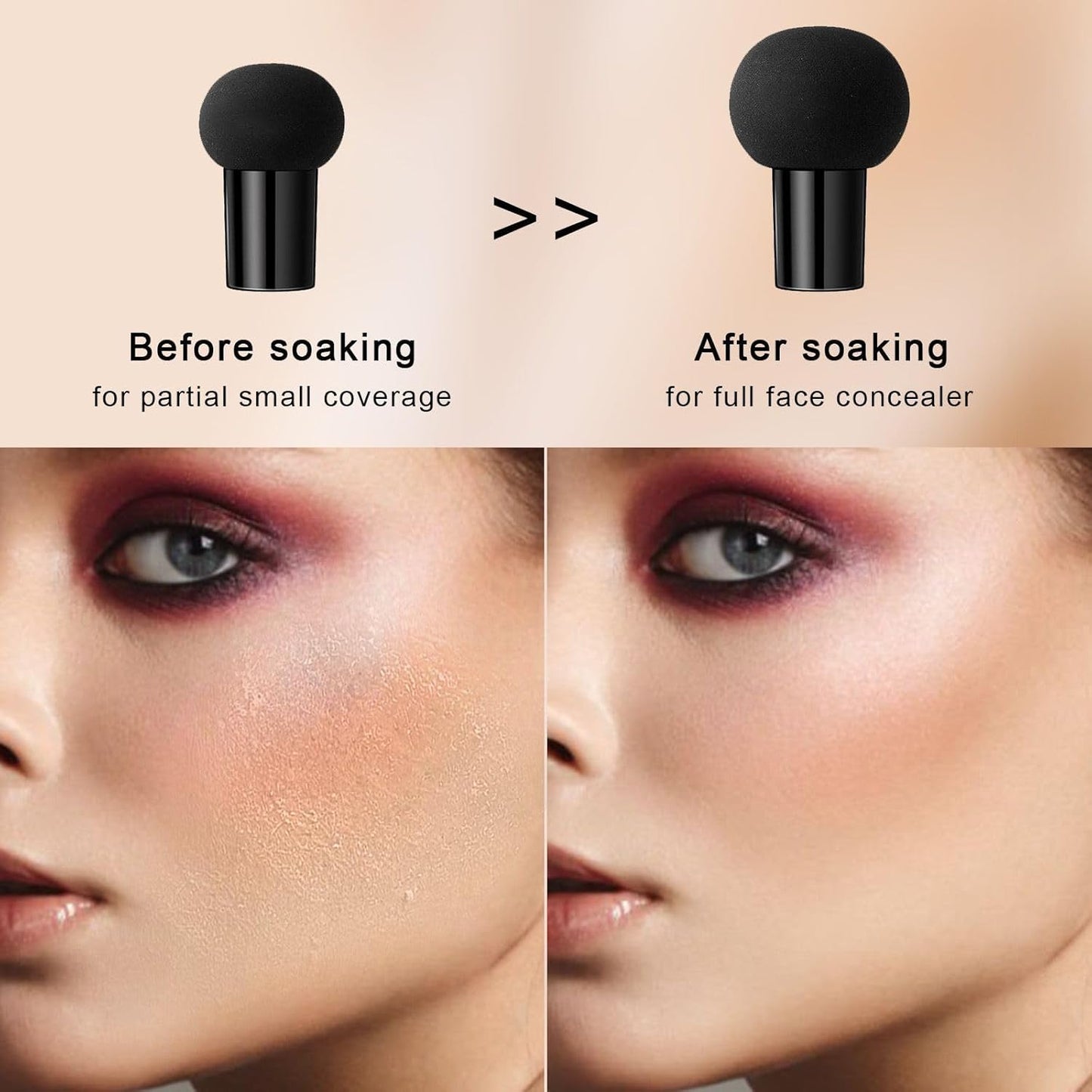 Mushroom Head Air Cushion CC Cream - BB Cream Face Makeup for Mature Skin, Moisturizing Cover Balm Foundation & Long-Lasting Color Correcting Concealer, Even Skin Tone for All Skin Types (Nude)