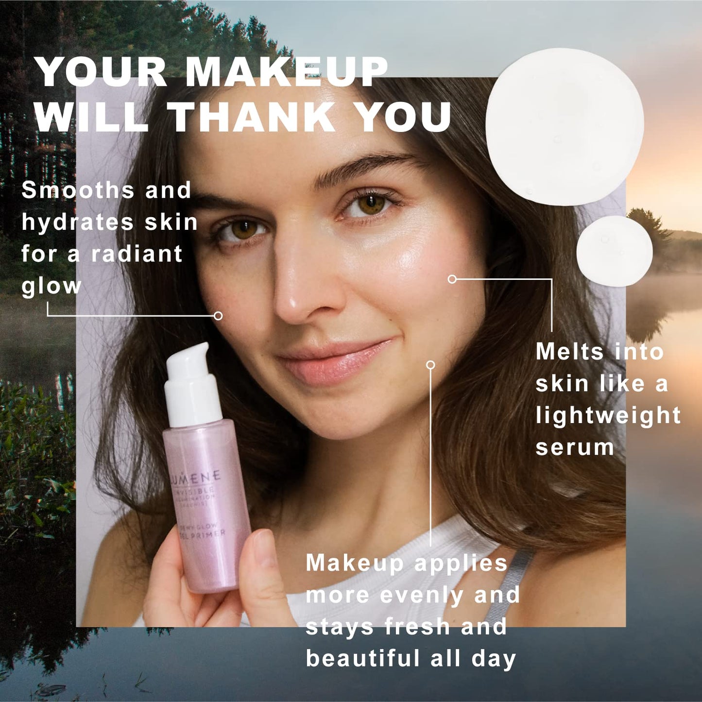 Lumene Dewy Glow Gel Primer - Invisible Illuminating Primer + Hydrating Gel for Radiant Glowing Skin - Lightweight Brightening Face Primer for Makeup + 24hr Visibly Smoother Skin (1oz)