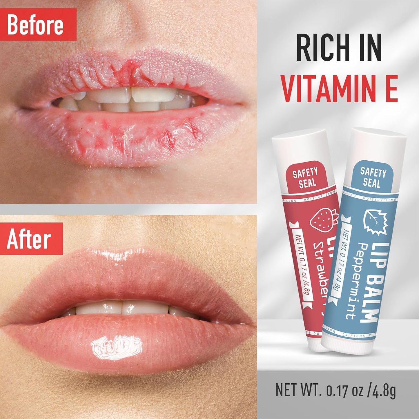 AZEN 60 Pack Natural Lip Balm, Moisturizing Lip Care Product for Dry Cracked Lips (C-60) - 10 Flavors