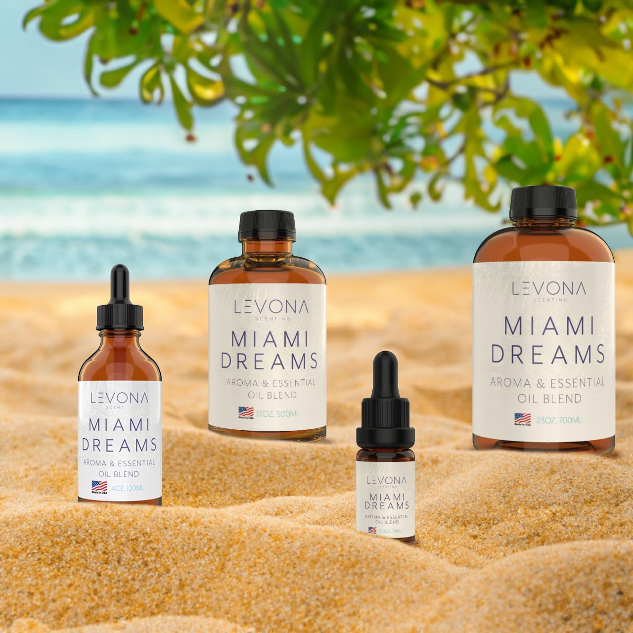 Levona Scent Essential Oils for Diffusers for Home: Miami Dreams Hotel & Home Luxury Scents Fragrance Oil - Aroma Oil with Notes of Bergamot Oil & Pine Essential Oil -500 Ml Scented Oils for Diffuser