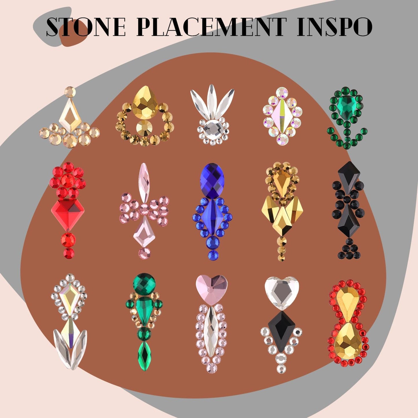 Silver Clear Nail Rhinestones 2680Pcs - Multi Shapes Glass Flatback Gems + 2560Pcs 1.5-4mm Round Crystal with Rhinestones Glue Gel, Manicure Nail Charms Diamond Gemstones