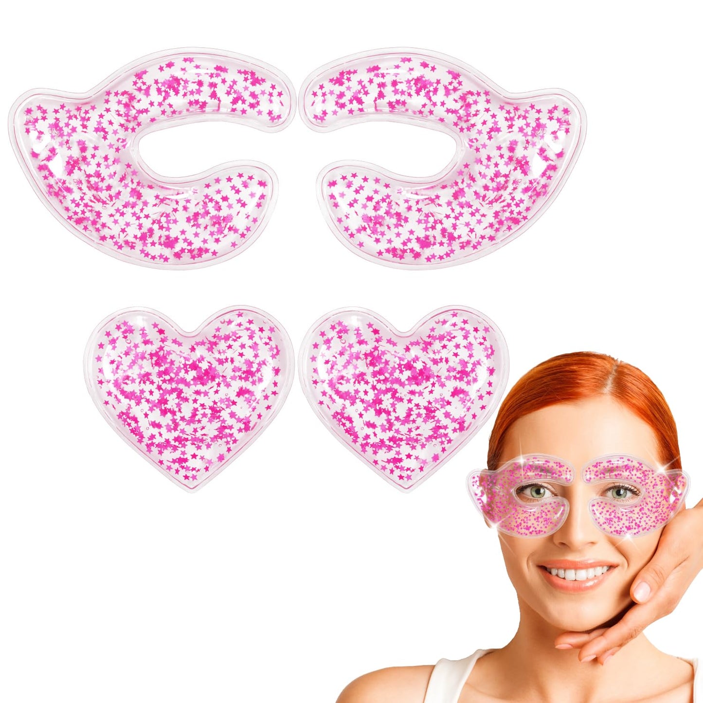 Reusable Eye Patches, Gel Eye Pads Cold Warm Eye Compress and Cooling Under Eye Patches for Reduce Puffiness Circles Wrinkle Redness Cooling Eye Mask Ice Packs Pain Relief Relax