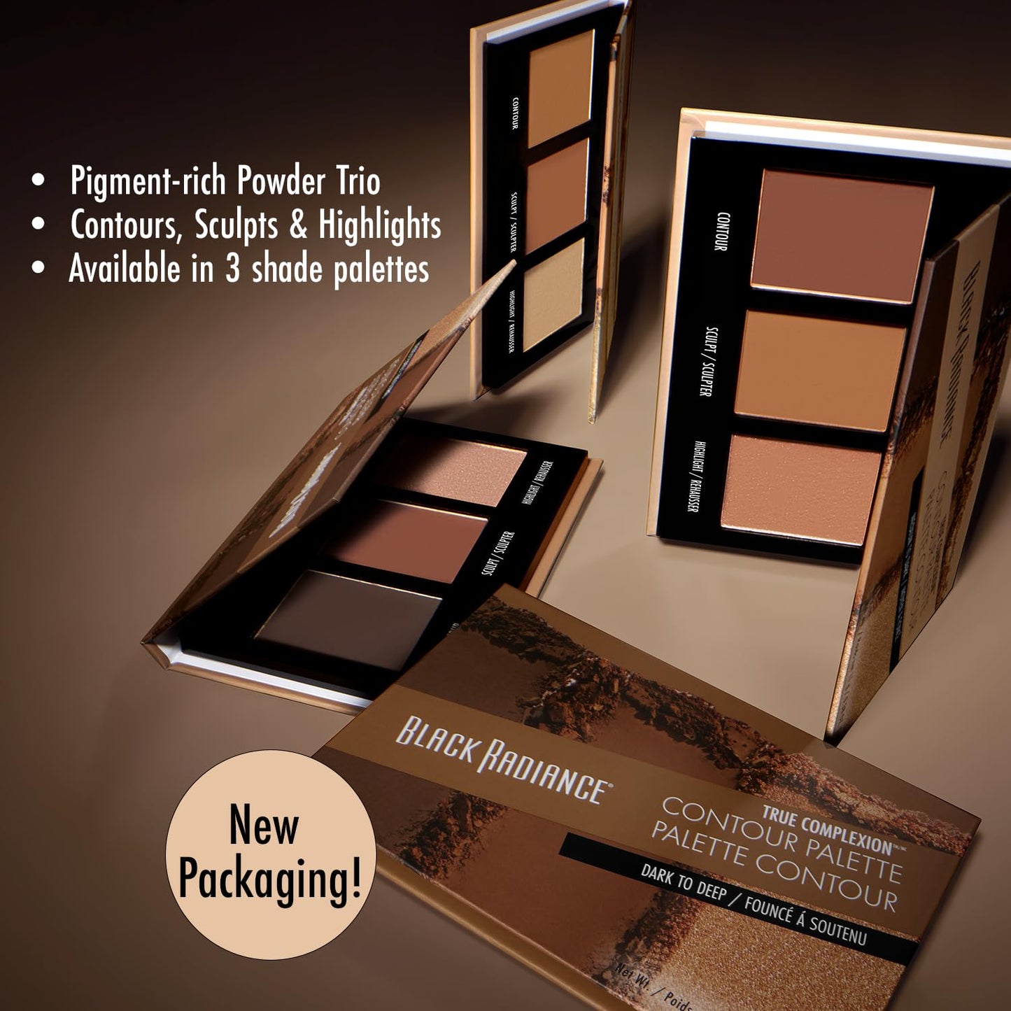Black Radiance True Complexion Contour Palette, Light to Medium, 0.38 Ounce