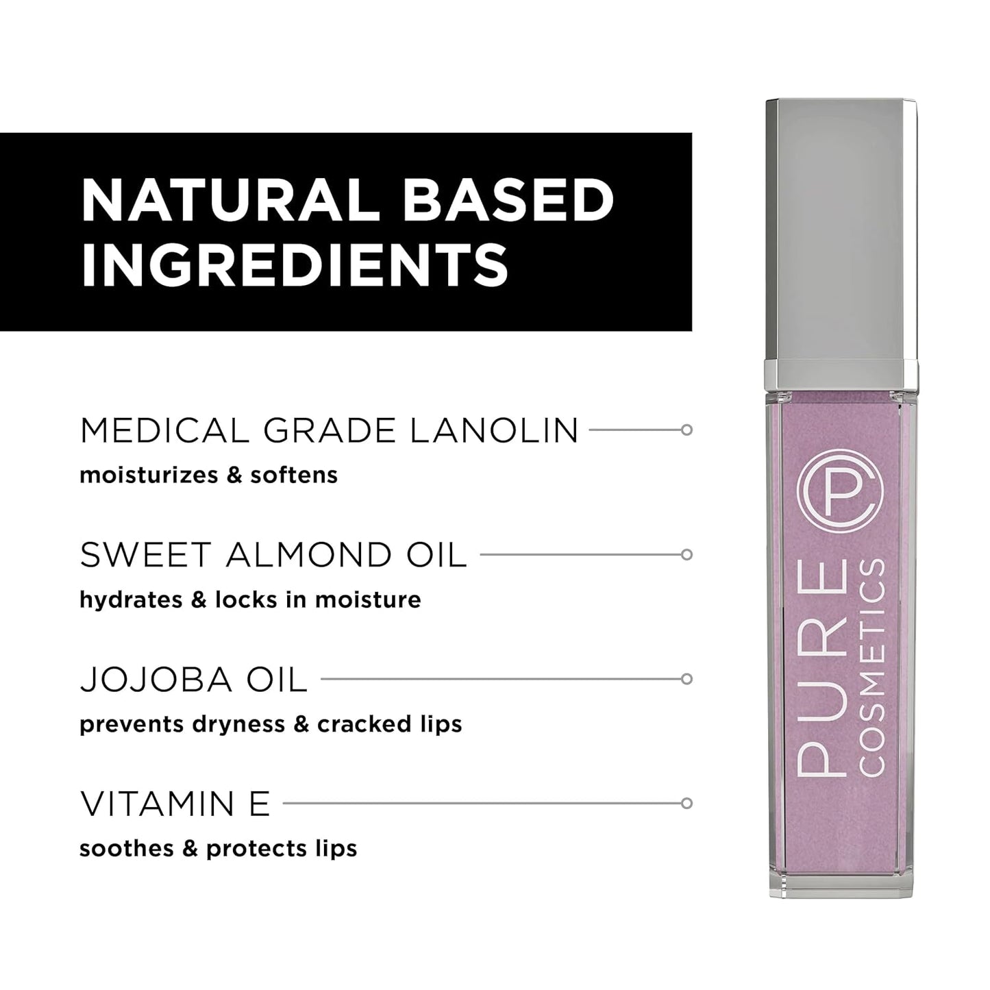 Pure Cosmetics Pure Illumination Lip Gloss - LED-lit Applicator w/Side Mirror - Non-Sticky, Moisturizing & Hydrating Lip Glosses - Soothes & Protects Dry Chapped Lips (Razzmatazz)