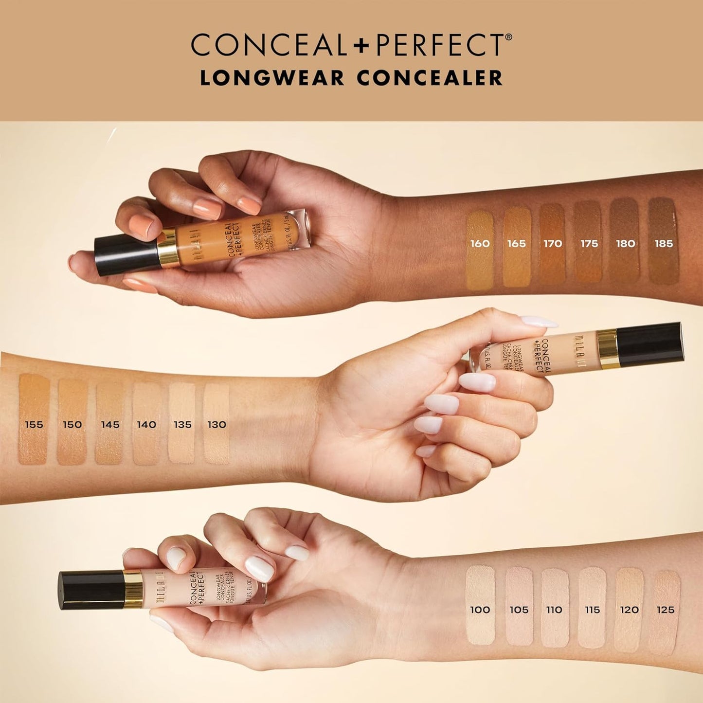 Milani Conceal + Perfect Longwear Concealer - Pure Ivory (0.17 Fl. Oz.) Vegan, Cruelty-Free Liquid Concealer - Cover Dark Circles, Blemishes & Skin Imperfections for Long-Lasting Wear