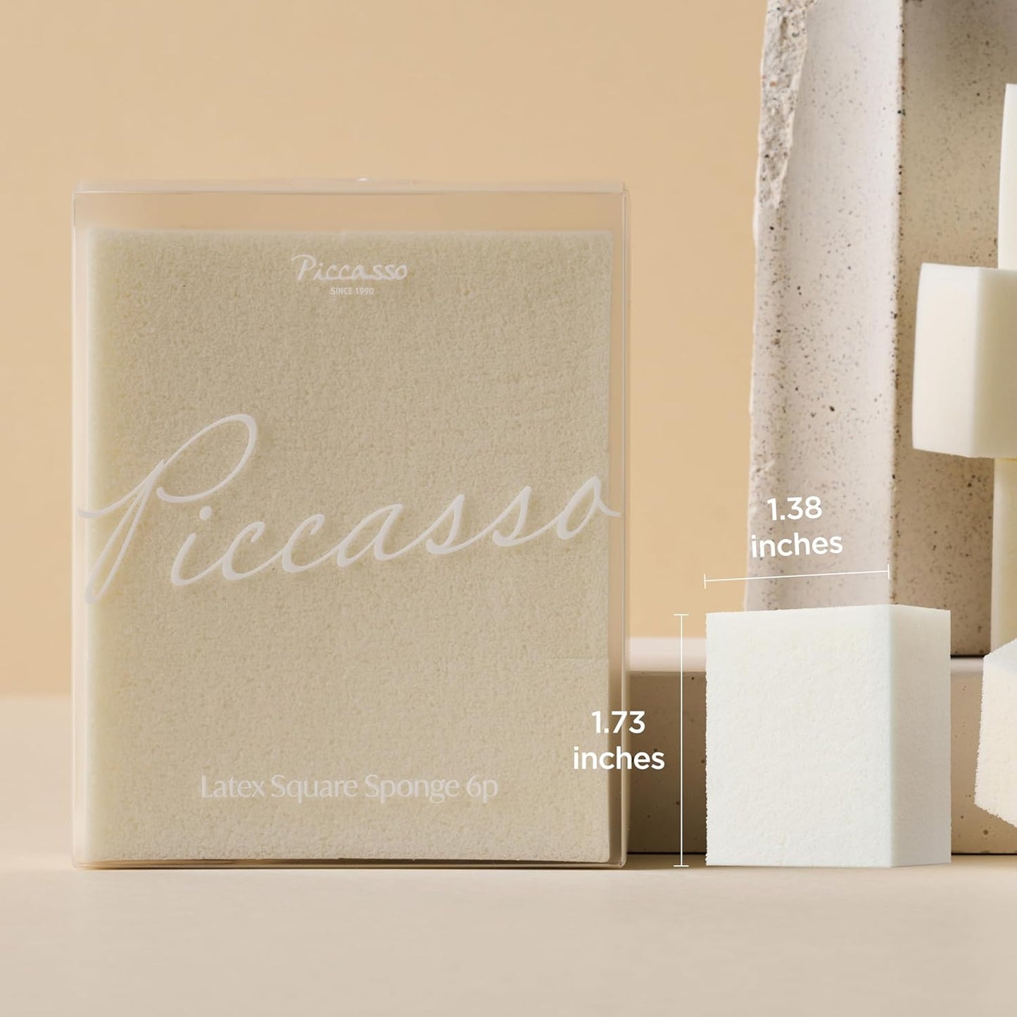 Piccasso Latex Square Makeup Sponges 6P – High Elastic Face Sponges for Foundation, Soft Square Sponges for Makeup, Perfect for Detailed Coverage & Smooth, Seamless Application