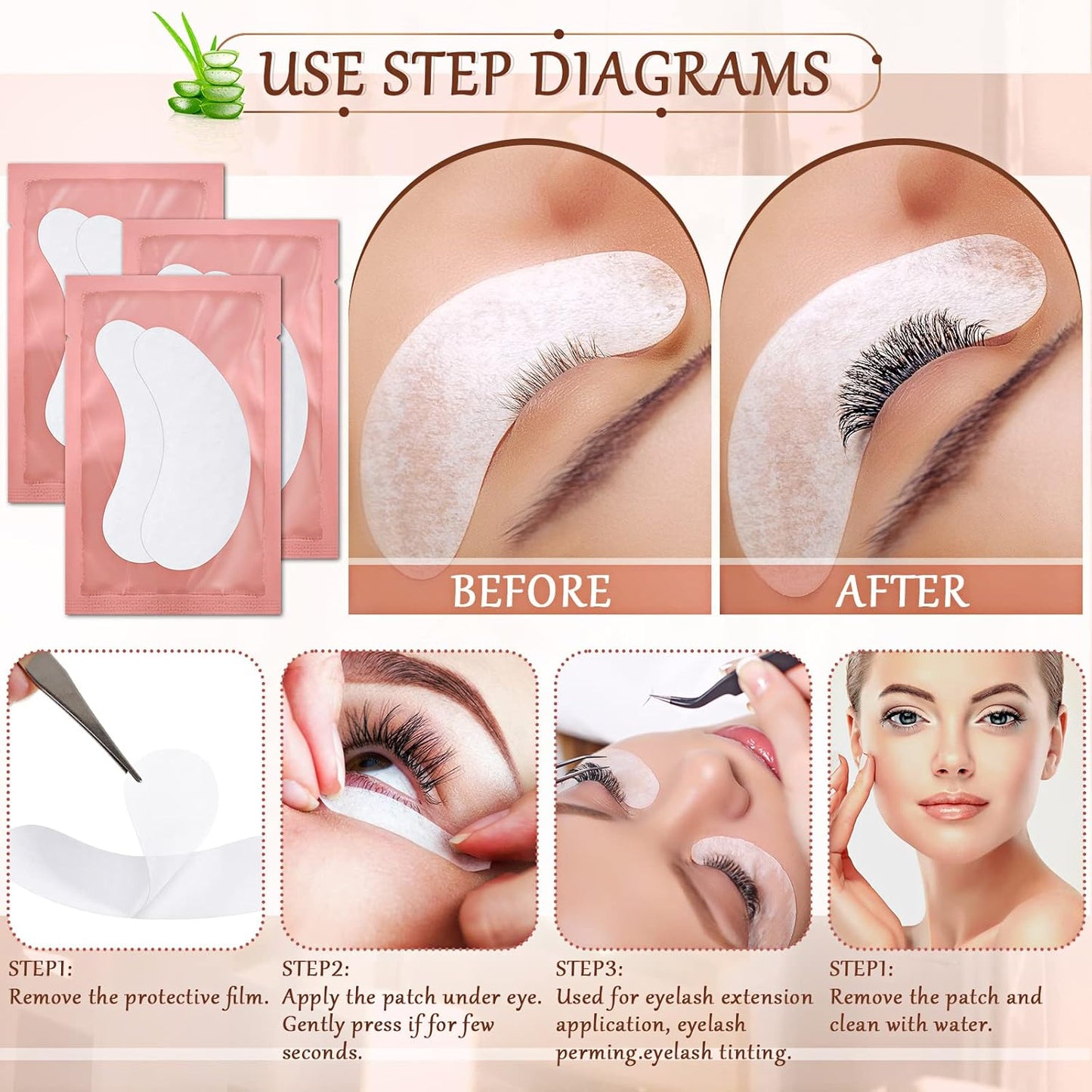120 Pairs Under Eye Gel Pads Natural Eyelash Extension Gel Pads Patches Kit for Eyelash Extension Supplies Bulk Eyelash Extension Supplies Beauty Tools, Fit Most Eye Shape
