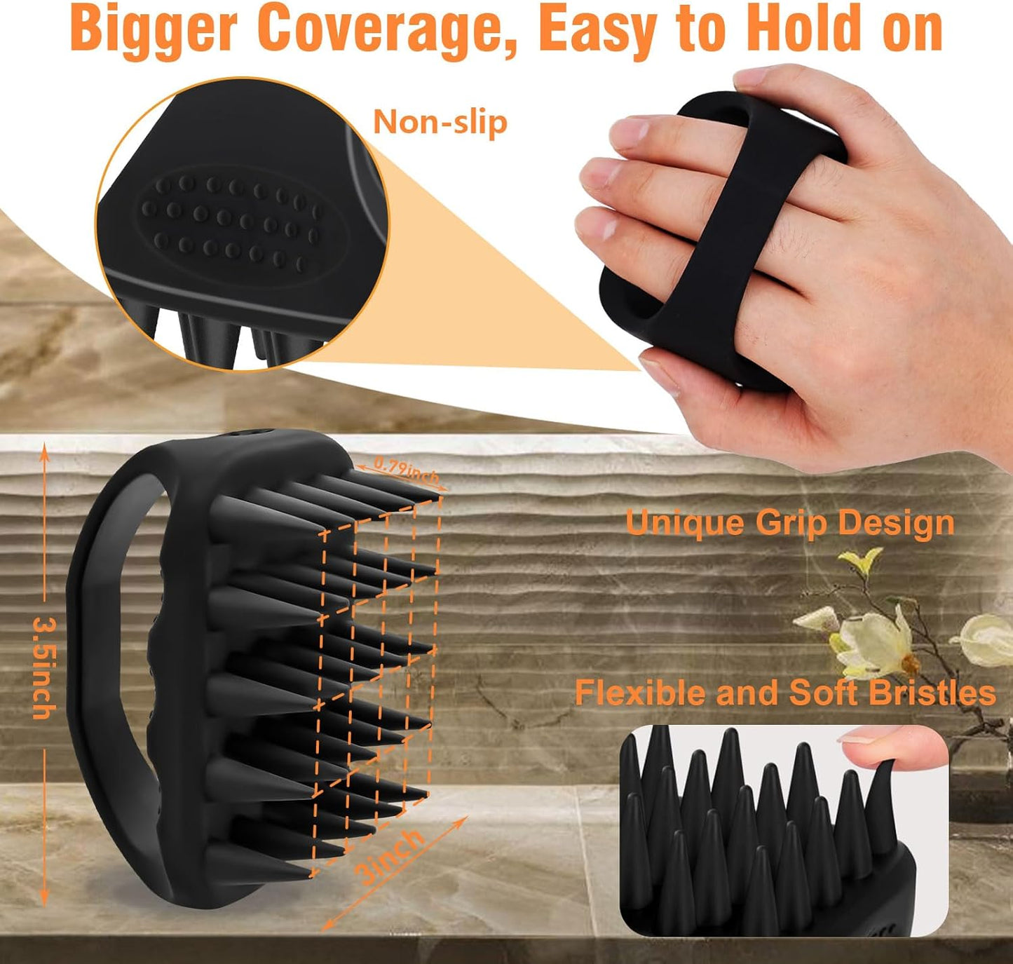 Scalp Massager Shampoo Brush, Scalp Scrubber for Dandruff & Build Up, Scalp Massager Hair Growth - 100% Silicone, Plastic Free