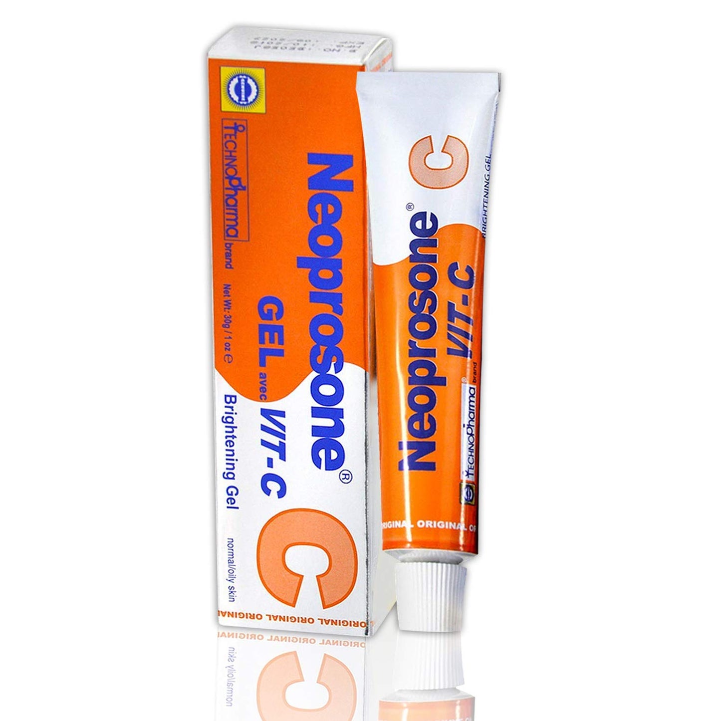 Neoprosone, Vitamin C Gel - 1 Fl oz / 30 ml - Brightening Gel Cream for Neck, Face, Body, Armpit, Hands - For Women and Men, with Alpha Arbutin