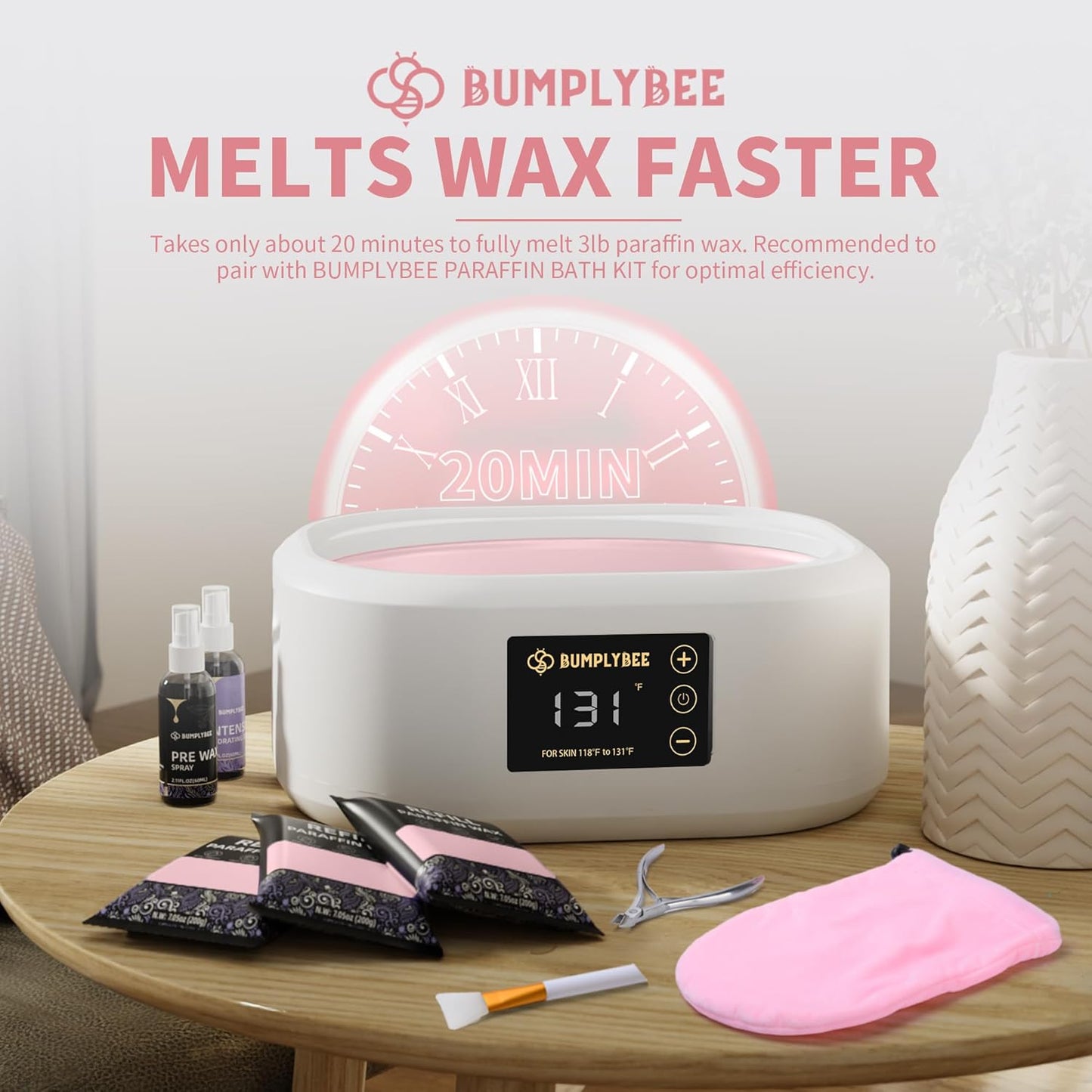 Paraffin Wax Kit - 10 Packs Peach Scent Refills With Silicone Brush for Hands and Feet - Skin Moisturizing, Non-Greasy, Easy-Peeling