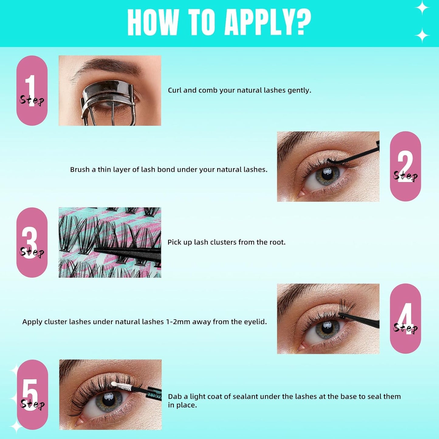 Lash Clusters Wispy 280PCS Eyelash Extension 70D Cluster Lashes Individual Lashes DIY Lash Extension Natural Look Cluster Eyelash Extensions Soft False Eyelashes at Home for Beginners(16mm)