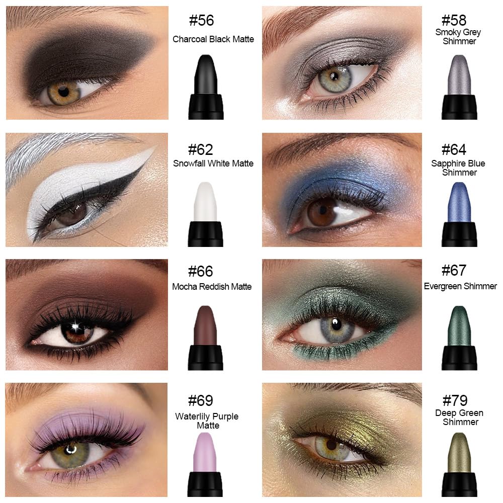 8Pcs Cream Eye Shadow Sticks Makeup for Women, Matte Shimmer Eyeliner Pencil Eyeshadow Brightener Stick for Eyes, Waterproof Eyeshadow Applicator Blendable sombras para ojos Set10#