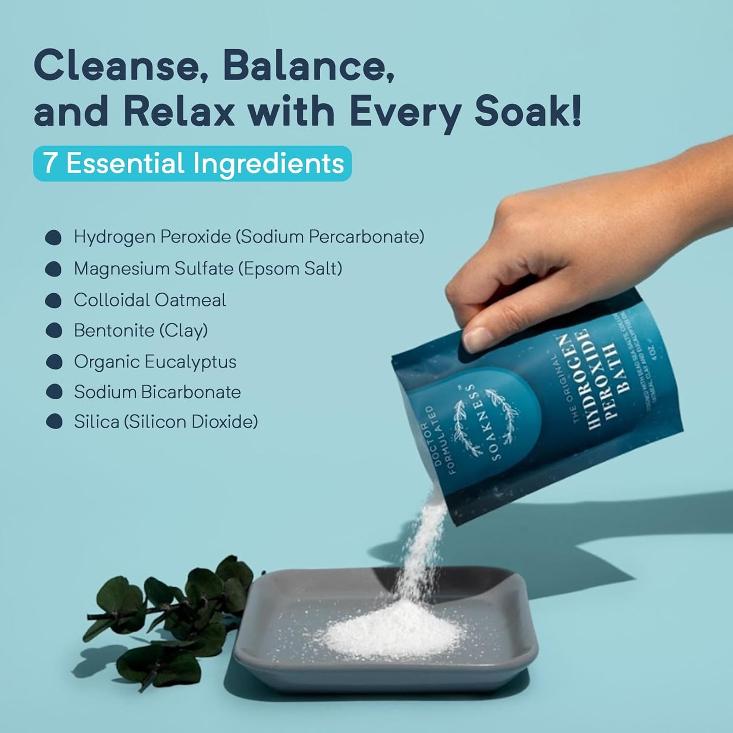 Hydrogen Peroxide Epsom Salt Bath Soak - USA-Made – Patented Bath Salts, Muscle Recovery, & Skin Detoxification – Magnesium Salts for Bathing - Doctor Formulated Pure Epsom Salt (2-Pack)