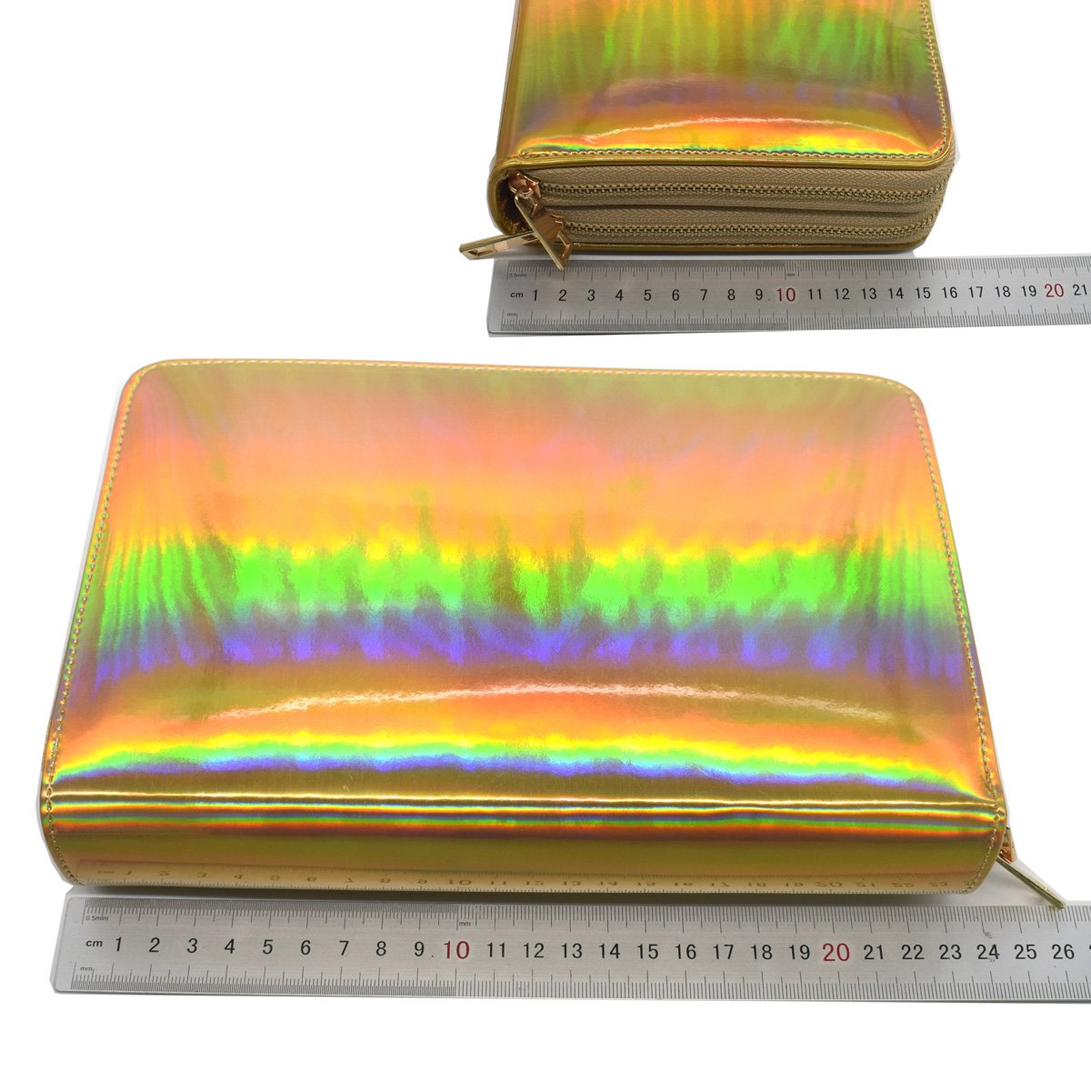 Mezerdoo 216 Slots Stamping Plate Holder Case Rainbow Laser Design Round Square Rectangular Nail Art Stamp Template Organizer 1pcs Empty Nail Art Plate Case Bag (gold - 216 Slots)