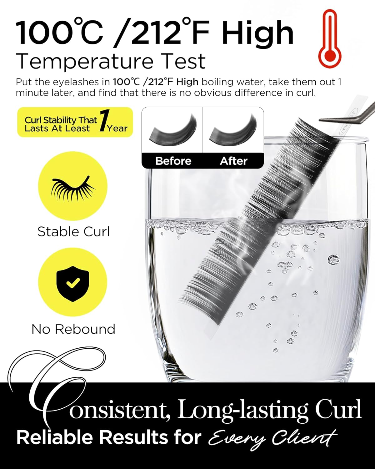 BEYELIAN Eyelash Extension 0.10 D Curl 7-15mm Mixed Tray Easy Fan Lash Extensions Volume Lashes 100°/212°F High Temperature Resistant Classic Professional Use Natural Matte Black (0.10 D 7-15mm Mix)