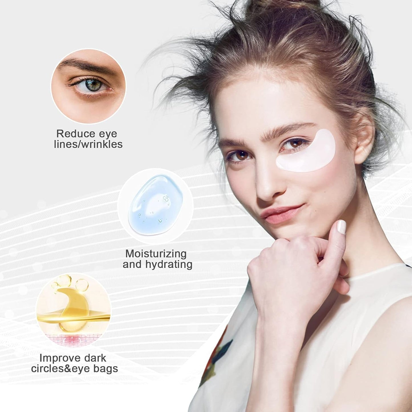 Permotary 30 Pairs Gel Collagen Eye Pads,Crystal Collagen Under Eye Mask for Moisturizing,Reducing Fine Lines&Dark Circles& Puffy Eyes Under Eye Patch for Women Men, White