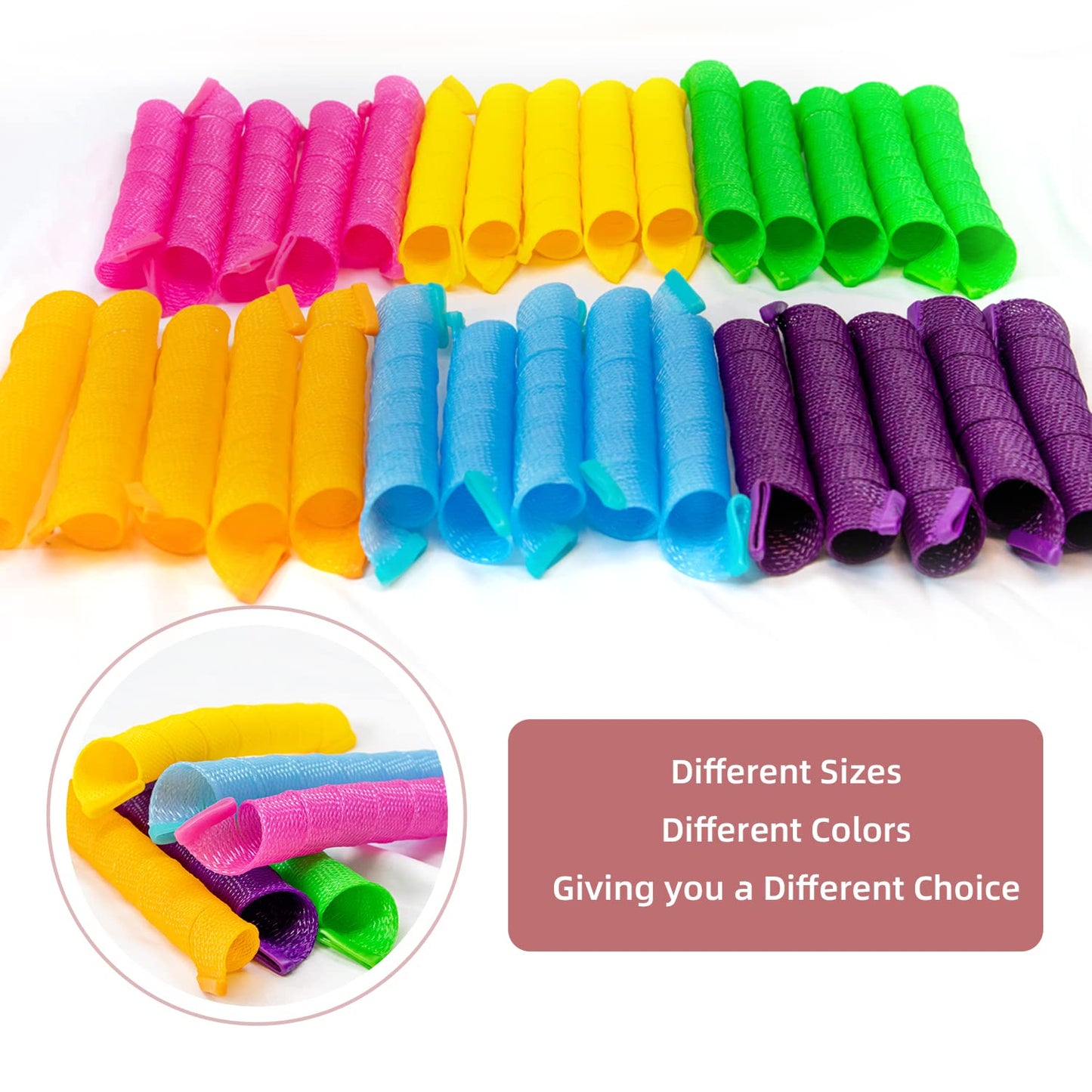 30pcs Heatless Hair Curlers Rollers Spiral Curls Styling Kit with 2 Styling Hooks, No Heat Curlers for Women Girl's Medium and Long Hair17.8”(45 cm)…