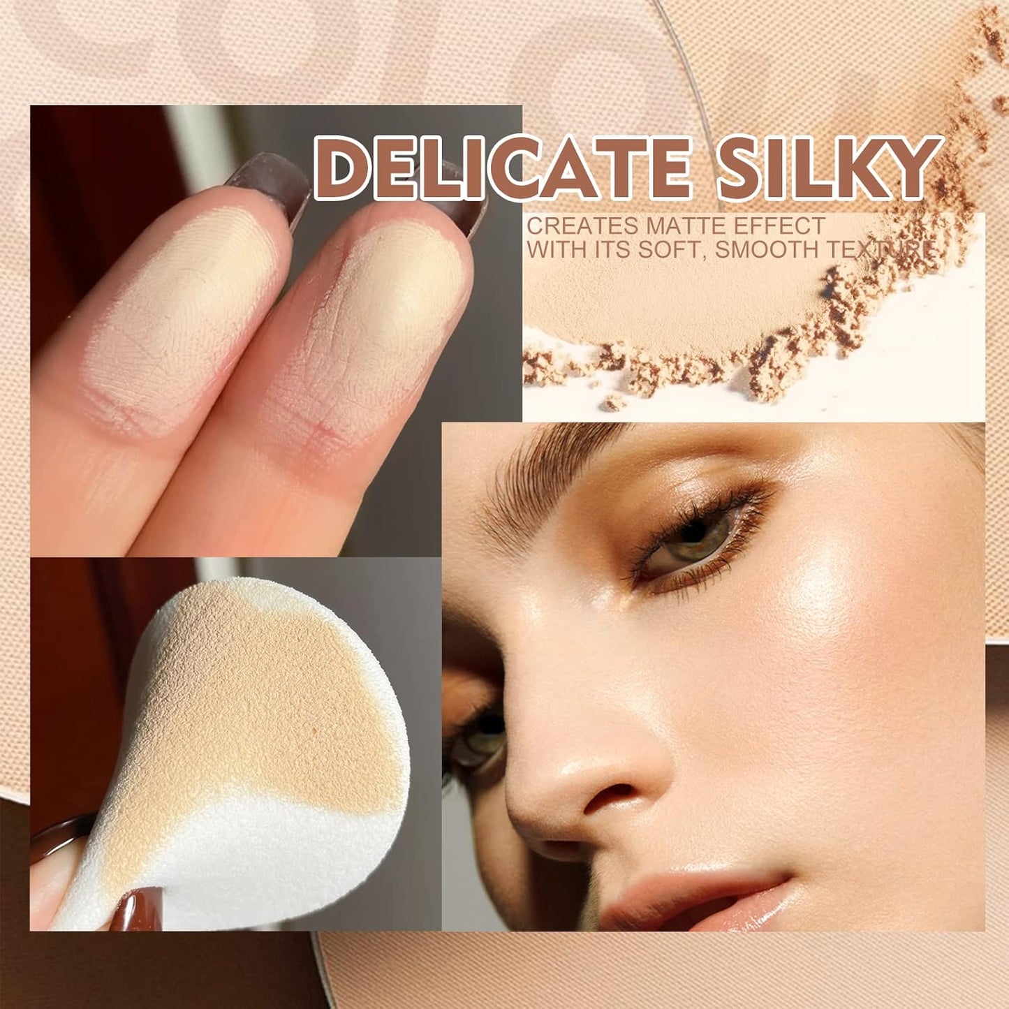 SACE LADY Face Pressed Powder Sets Makeup, Controls Shine, Smooth Fine Lines for Flawless Lightweight Finishing Effect, Long Lasting Compact Cosmetics Cruelty-free, 0.35oz (#02)
