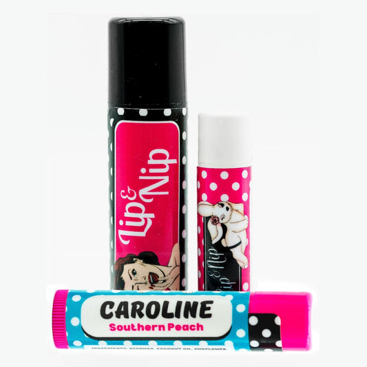 Southern Peach “Caroline” Flavored Balms | Southern Peach Flavored Hydrating Lip Balm, Nipple Balm, and Full Body Balm | Lip Balm & Moisturizer and Intimacy Enhancer - Pack of 3