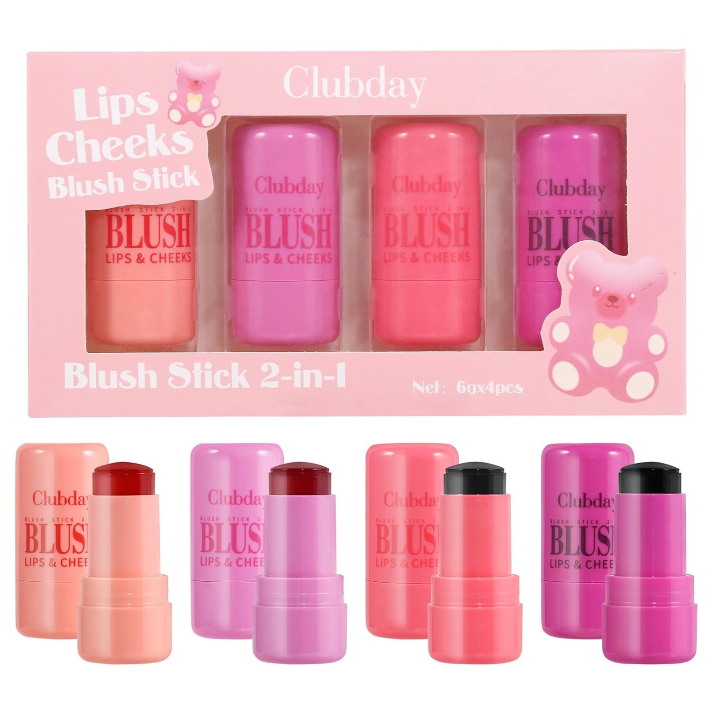 4 Color Milk Jelly Blush Stick, Cooling Water Jelly Lip Stain Cheek Stain, Vegan, Cruelty Free.