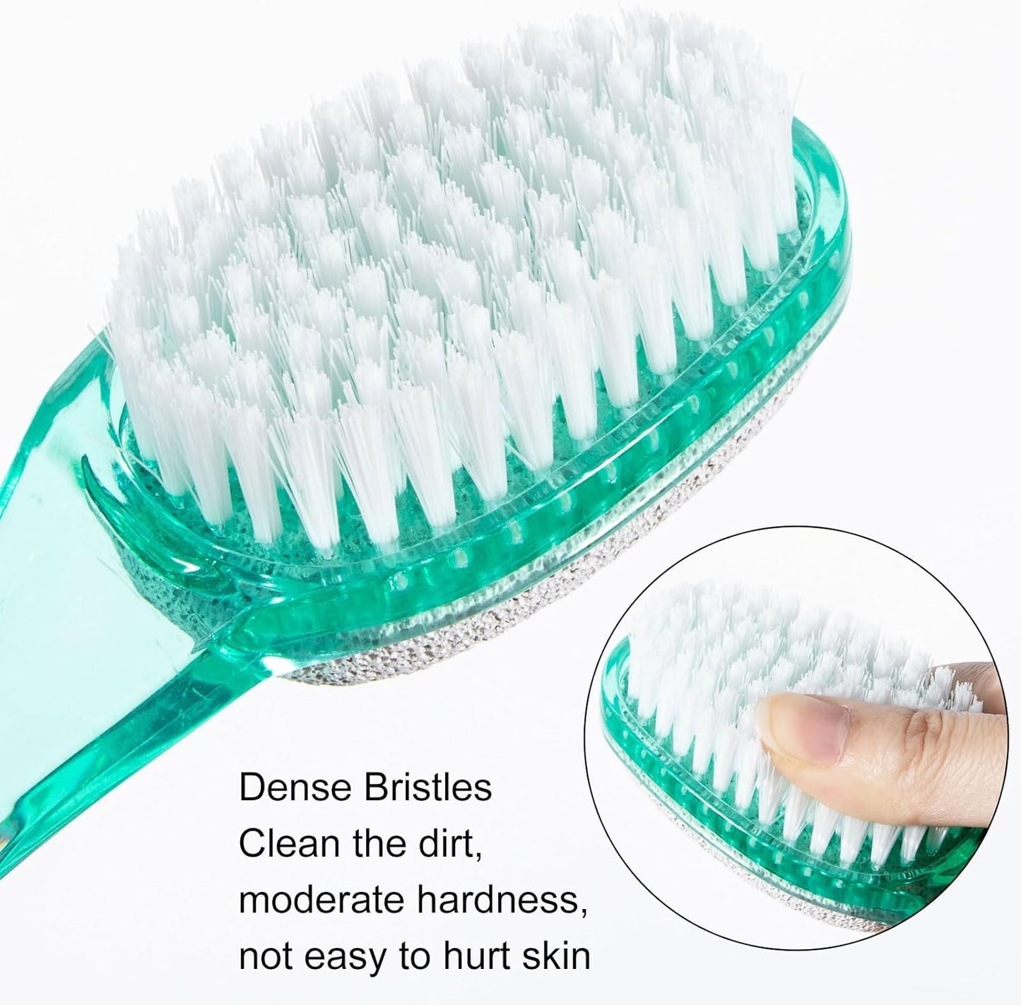 6 Pcs Foot Brush for Shower with Handle 2 in 1, Ooloveminso Large Foot Pumice Stone Brush Scrubber Foot File Calluses Remove Suitable for Horniness Foot Spa, Foot Care Smooth Skin (Green)