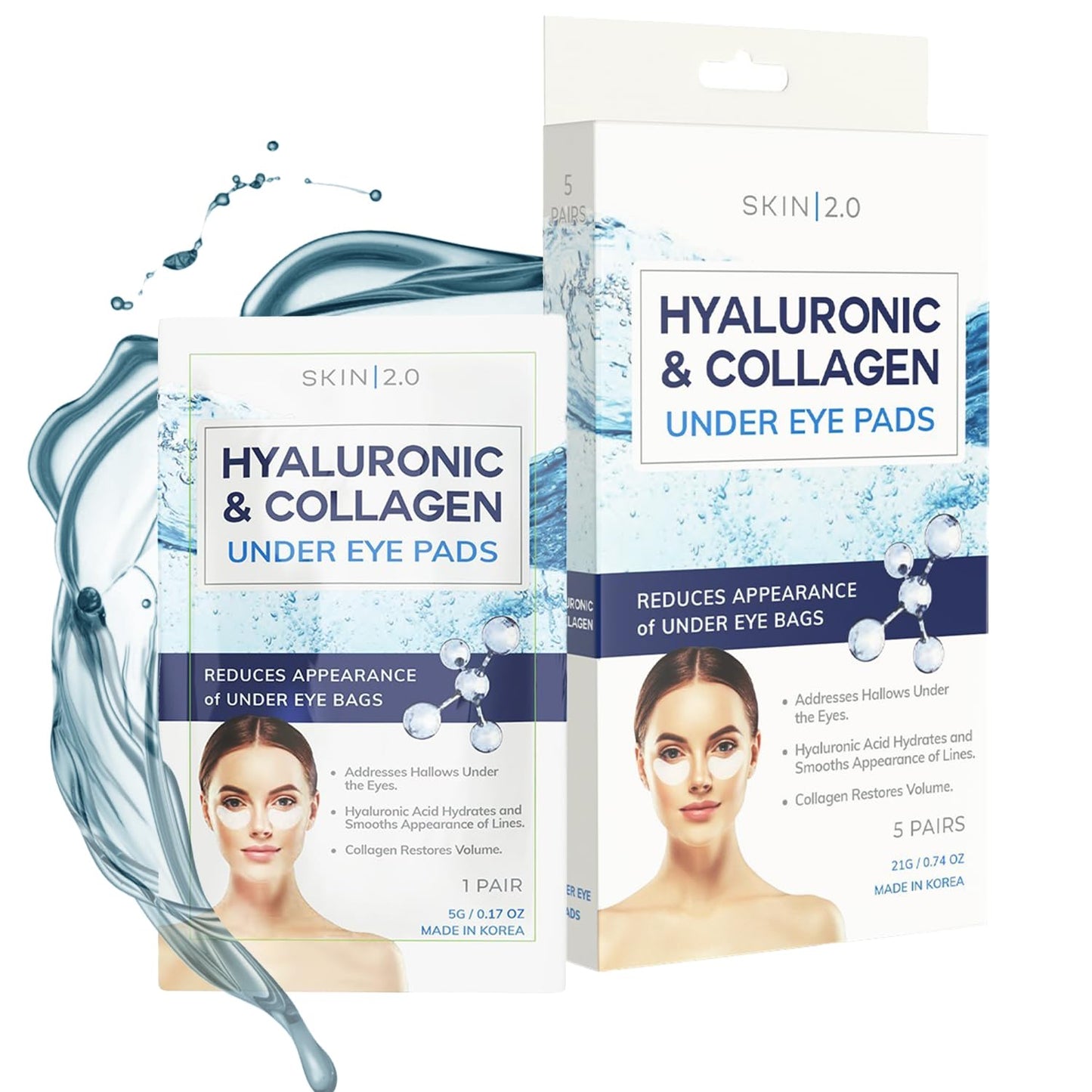 Anti-Aging Eye Pads - Hydrating, Firming, Reducing Under Eye Bags & Wrinkles, 5 Pairs