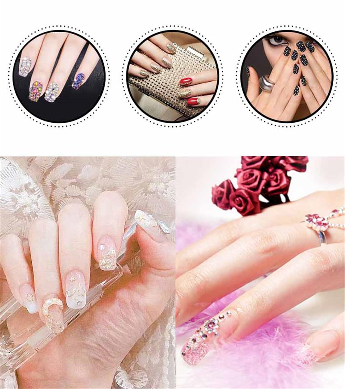 2250 Pcs SS16 4mm AB Flatback Rhinestones for Nails Art Crafts Glitter Round Shine Gems Crystals DIY Clothes Shoes （Dark Pink AB）