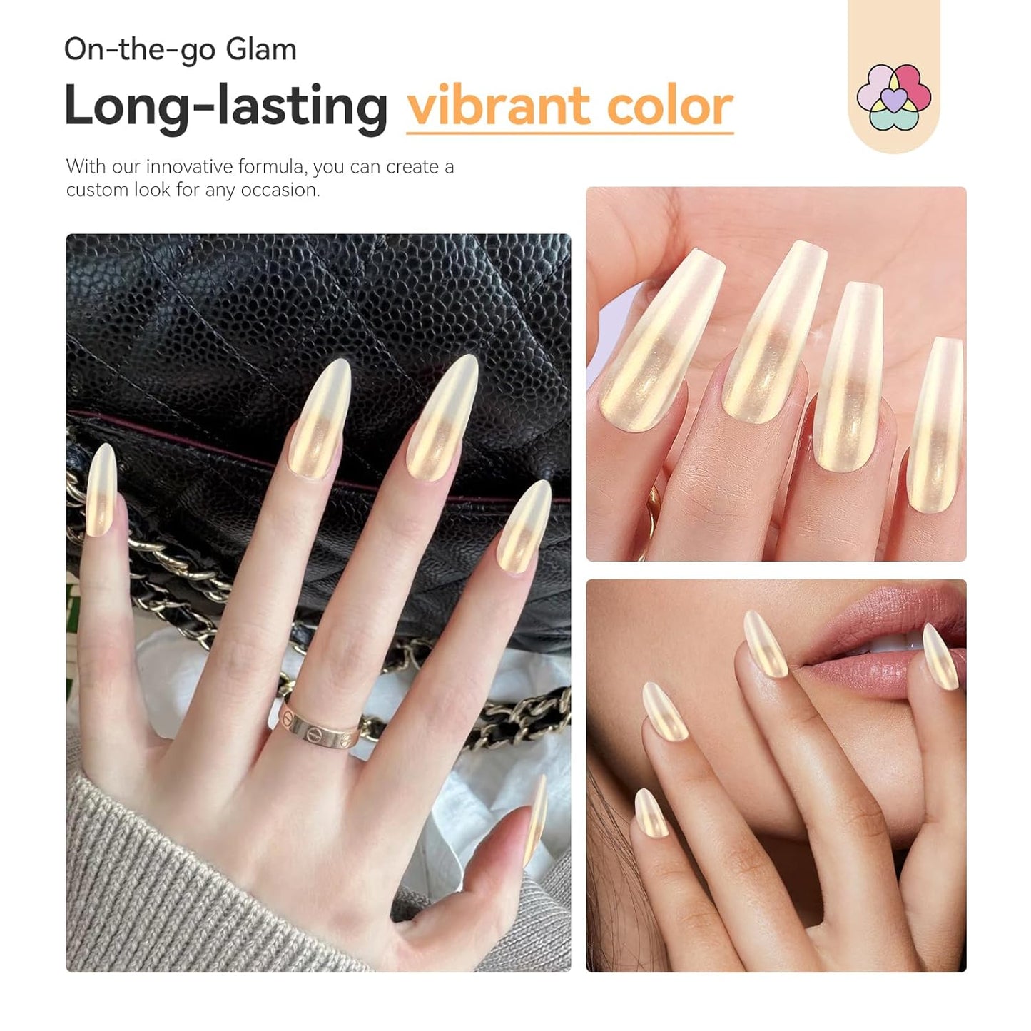 SAVILAND Color Artistry Pearl White Gold Nail Polish - 7 Days Shimmer Glitter Fingernail Polish, Ultra Quick Dry & Long-Lasting Pearlescent Sheen Nail Lacquer Nail Art Effect Home Manicure Gift Women