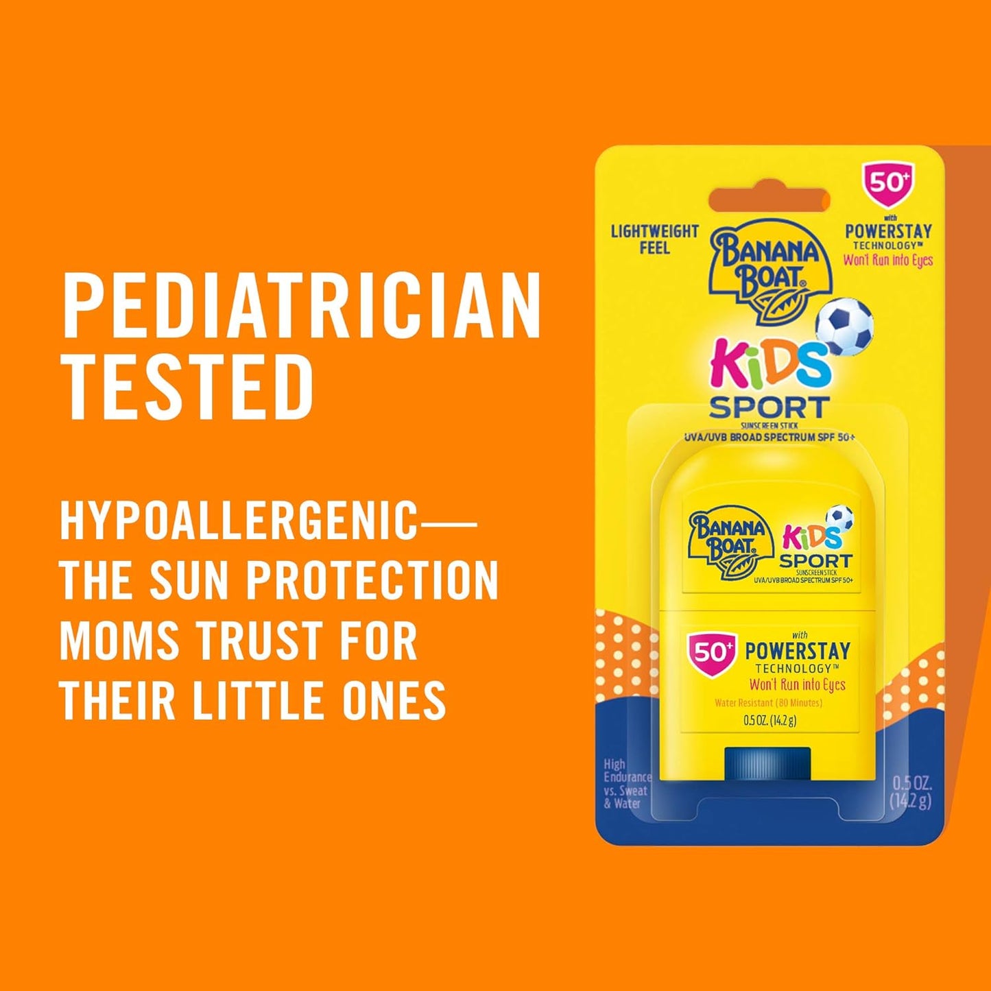 Banana Boat Kids Sport Sunscreen Stick SPF 50, 0.5oz | Travel Size Sunscreen, Childrens Sunscreen, Kids Sunblock, Oxybenzone Free Sunscreen for Kids, Mini Sunscreen SPF 50, 0.5oz (Pack of 2)