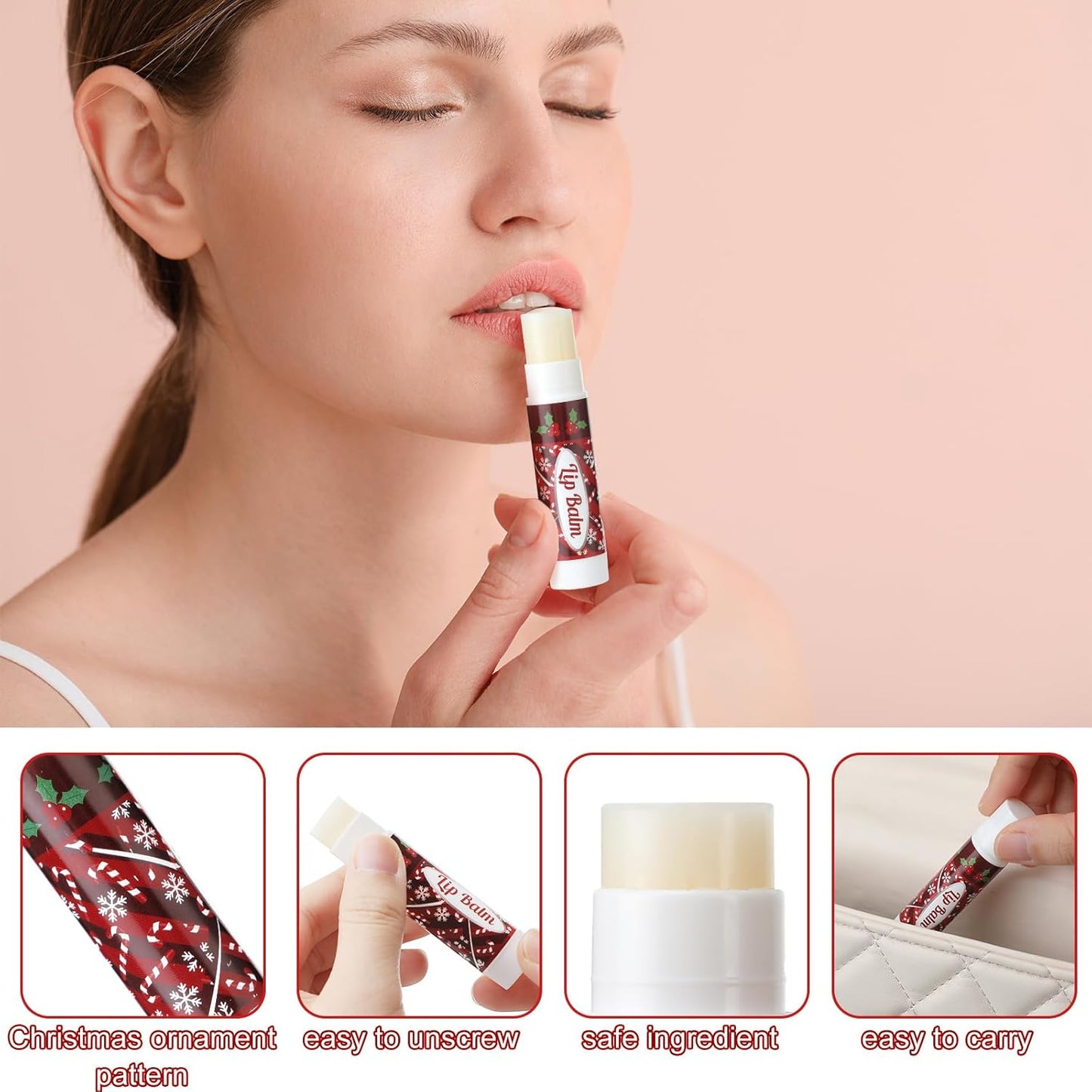 Christmas Lip Balm Bulk Cute Xmas Lip Balm Gifts Set Moisturizing Lip Care Christmas Stocking Stuffers Holiday Treat Goodie Gifts Xmas Party Favors Supplies for Kids Women Men(200 Pcs)