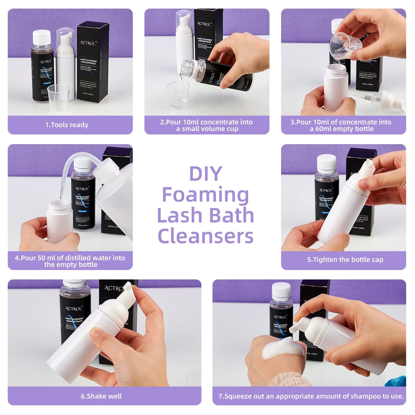 Eyelash Cleanser Concentrate 100ml Chamomile Professional Lash Shampoo Foaming Cleanser Paraben & Sulfate Free Non-lrritating Wash for Extensions Lashes with Salon Home Care-Makes 20 Bottles