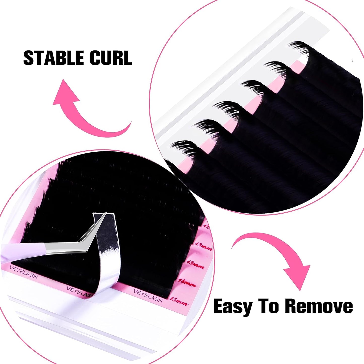 VEYES INC Cashmere Smart Fan Lash Extensions 0.03 0.05 0.07 C/CC/D Curl 8-20mm Mixed & Single Length, Super Matte Black Volume Lashes, Professional Supplies for Lash Techs (0.07 D 14mm)