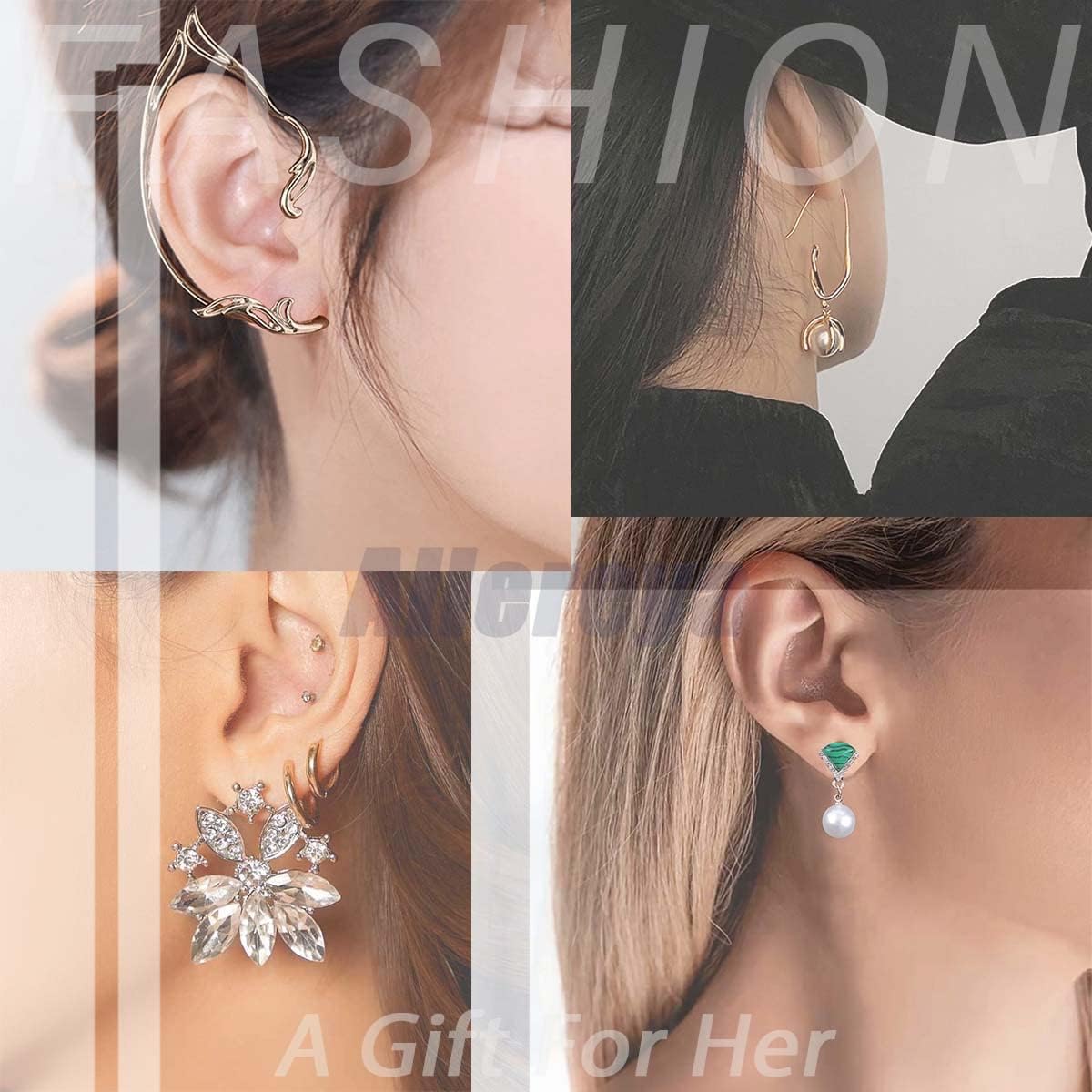 Vintage Crystal Emerald Leaf Dangle Earrings Green Rhinestone Leaf Drop Earrings Green Cz Leaf Earrings Crystal Leaf Hoop Earrings Jewelry for Women
