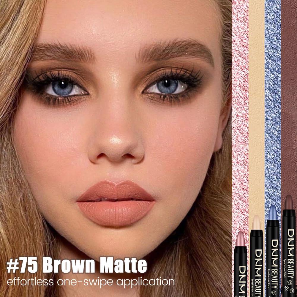 Kaely Cream Eye Shadow Sticks, Brown Matte Eyeliner Pencil Eyeshadow Palette Makeup, Eye Highlighter Brightener Stick for Older Women Waterproof Pigmented, sombras para ojos, New-75