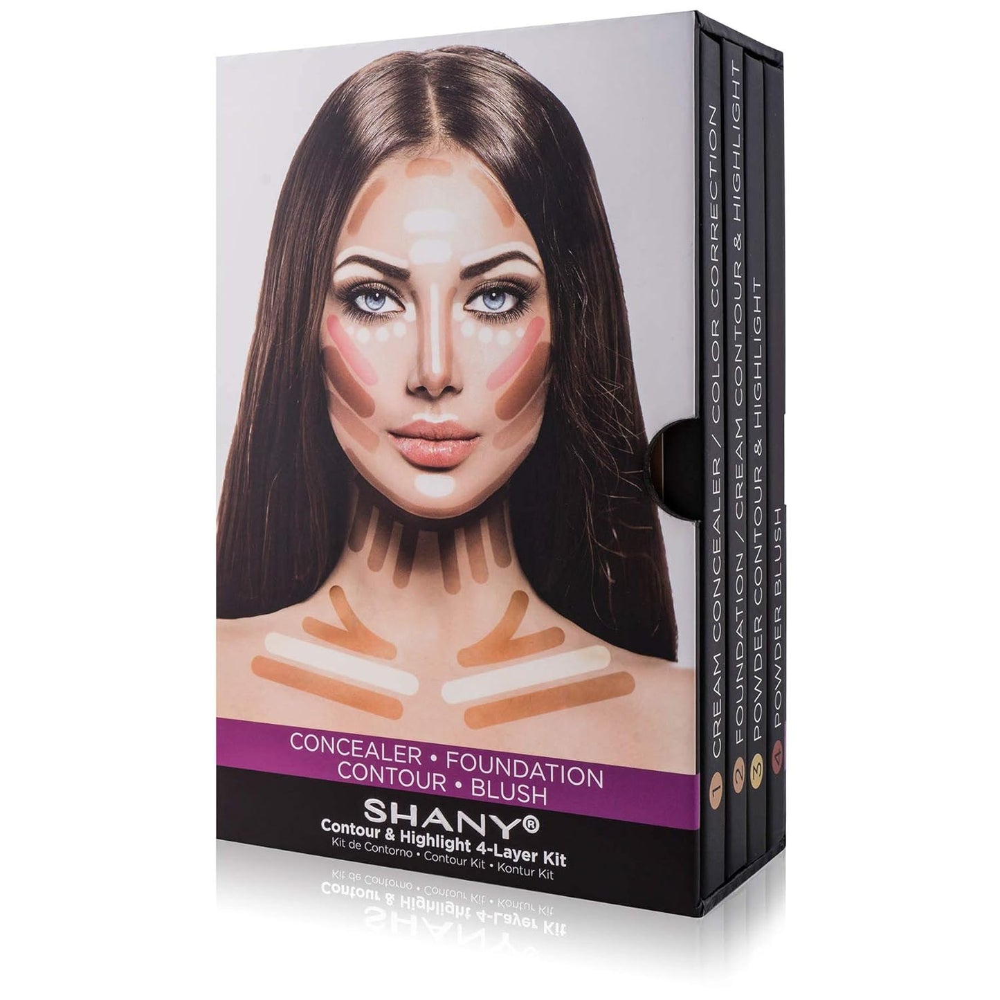 SHANY 4-Layer Contour and Highlight Makeup Kit - Set of Concealer Palette, Color Corrector, Makeup Foundation Palette, Contour Highlight, and Blush Palettes Sets