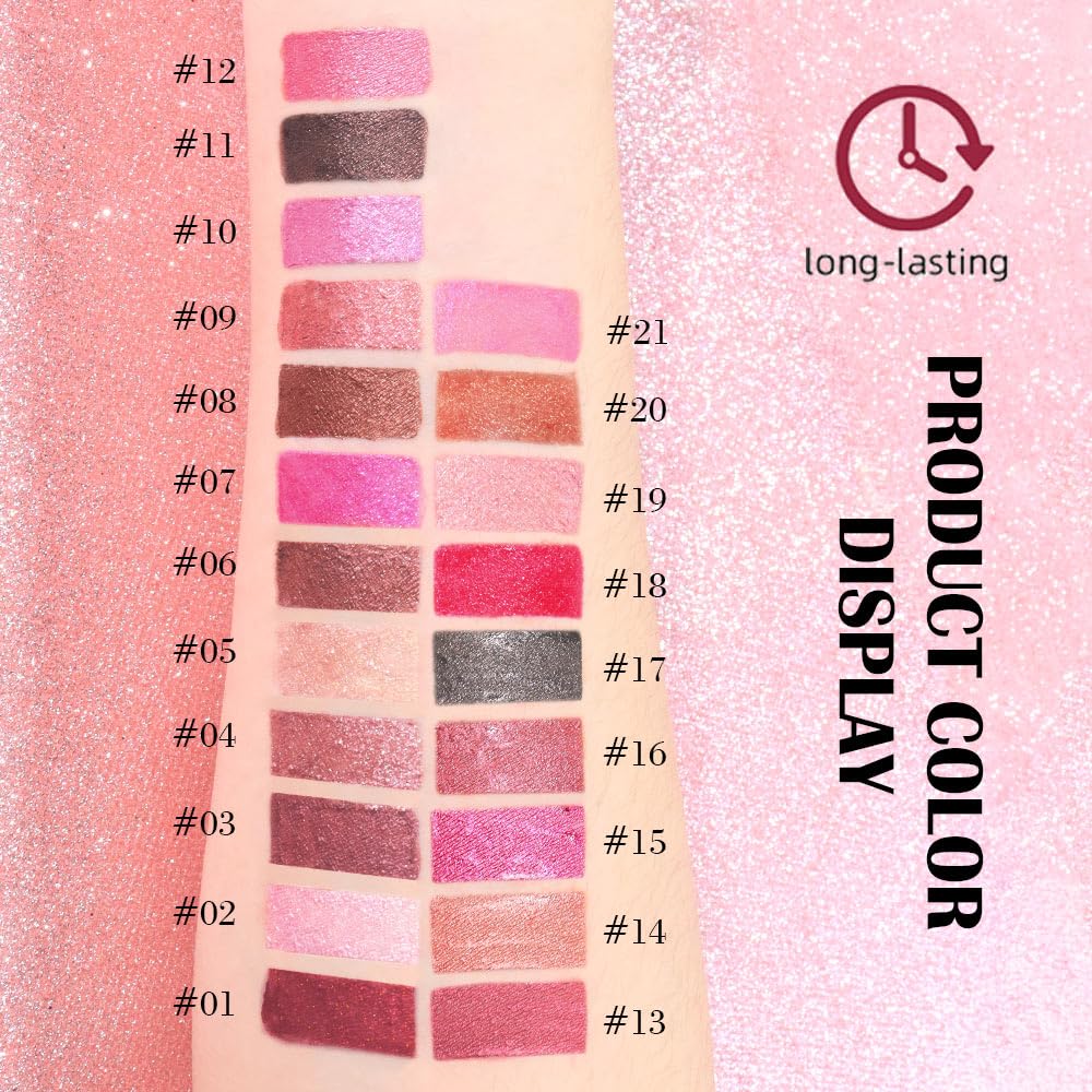 Kaely 2-in-1 Crushed Ruby Red Metallic Lipstick and Lip Liner, Shimmer Liquid Metallic Lipsticks for Women, Glitter Lip Gloss Stain Long Lasting Waterproof Smudge Proof 24 Hour, Vegan Makeup, 18