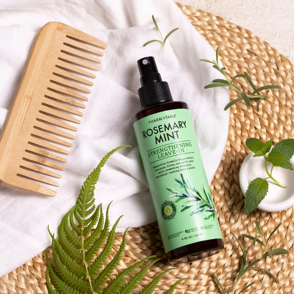 Leave In Conditioner Spray - Rosemary & Mint Scalp Treatment - Anti-Dandruff and Dry & Itchy Scalp Treatment, Hydrating & Medicated Formula for Psoriasis and Scalp Care - Detangles & Nourishes Hair