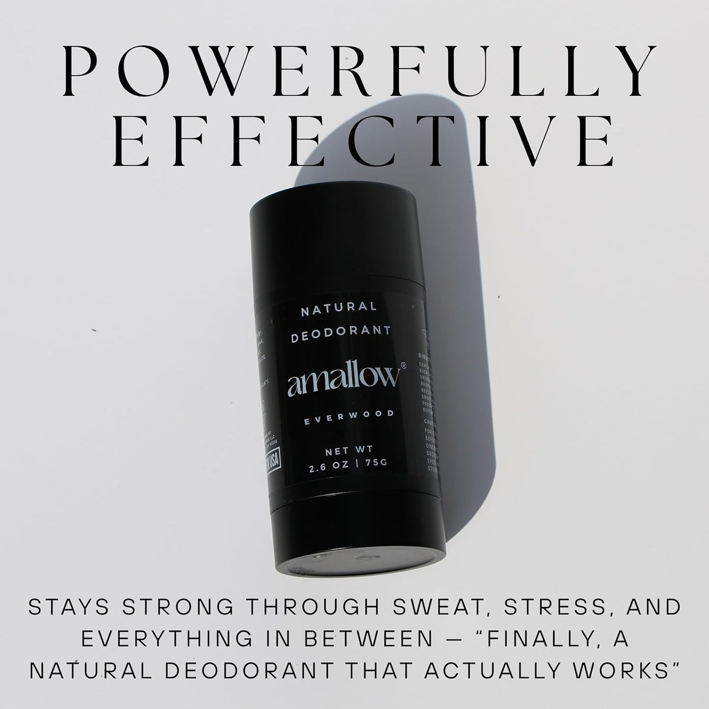 Amallow - Natural Deodorant – Aluminum Salt-Free, Tallow-Based, Baking Soda-Free, with Magnesium & Zinc – Long-Lasting Odor Protection – Handcrafted in the USA – 2.6 oz (Everwood)