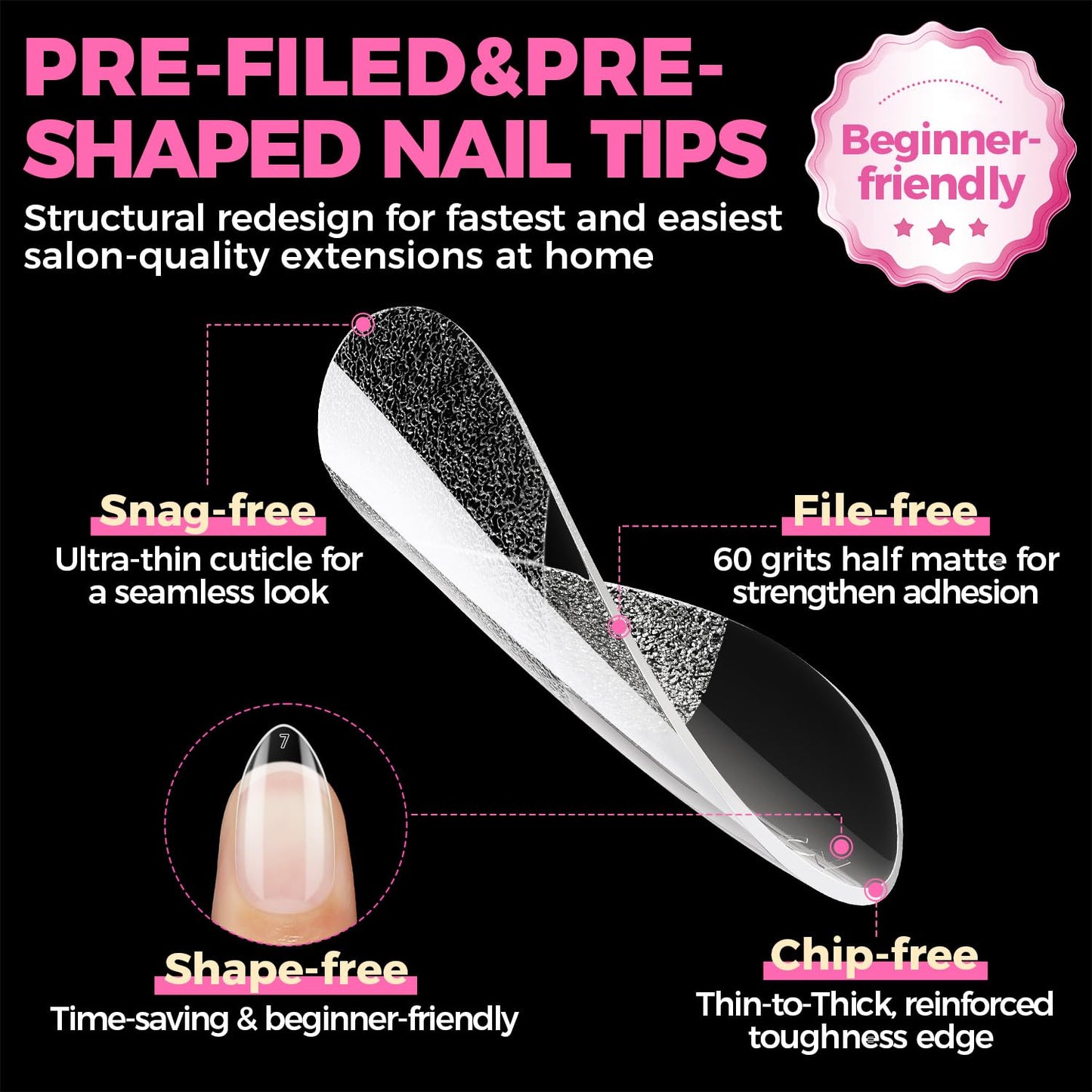 UNA GELLA Short Almond Nail Tips: 504PCS Short Fake Nails Soft Press On Gel Nail Tips Pre Shaped Almond Shape Home Nail Extension Full Cover, 12 Sizes Acrylic Gelly Tips