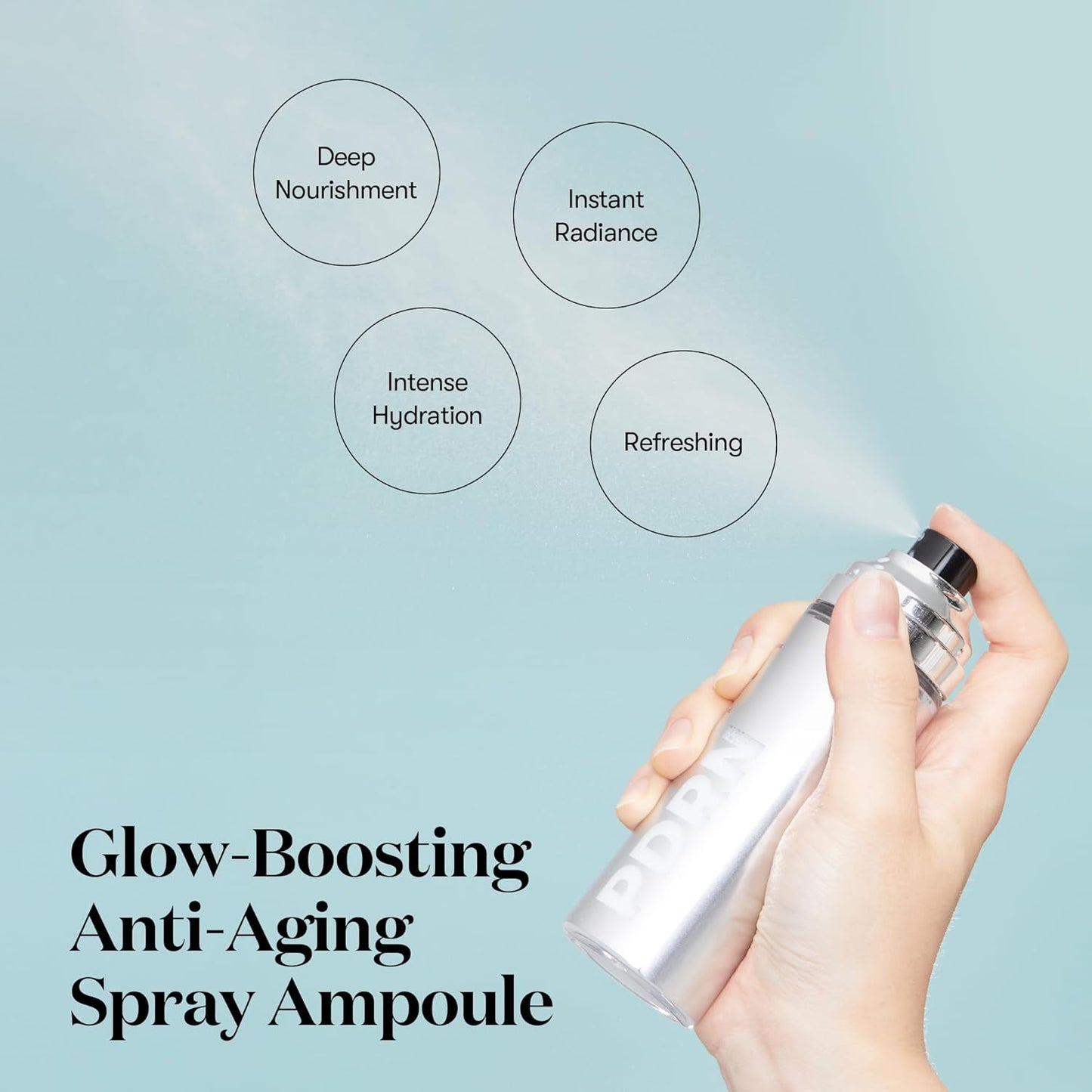 VT COSMETICS PDRN Glow Ampoule, PDRN Facial Mist, Deep Hydration Spray Serum, Vegan Skin Care, Light-weight Face Moisturizer, Plumping Effect, Fragrance-Free, Korean SkinCare (3.38 fl oz / 100 ml)