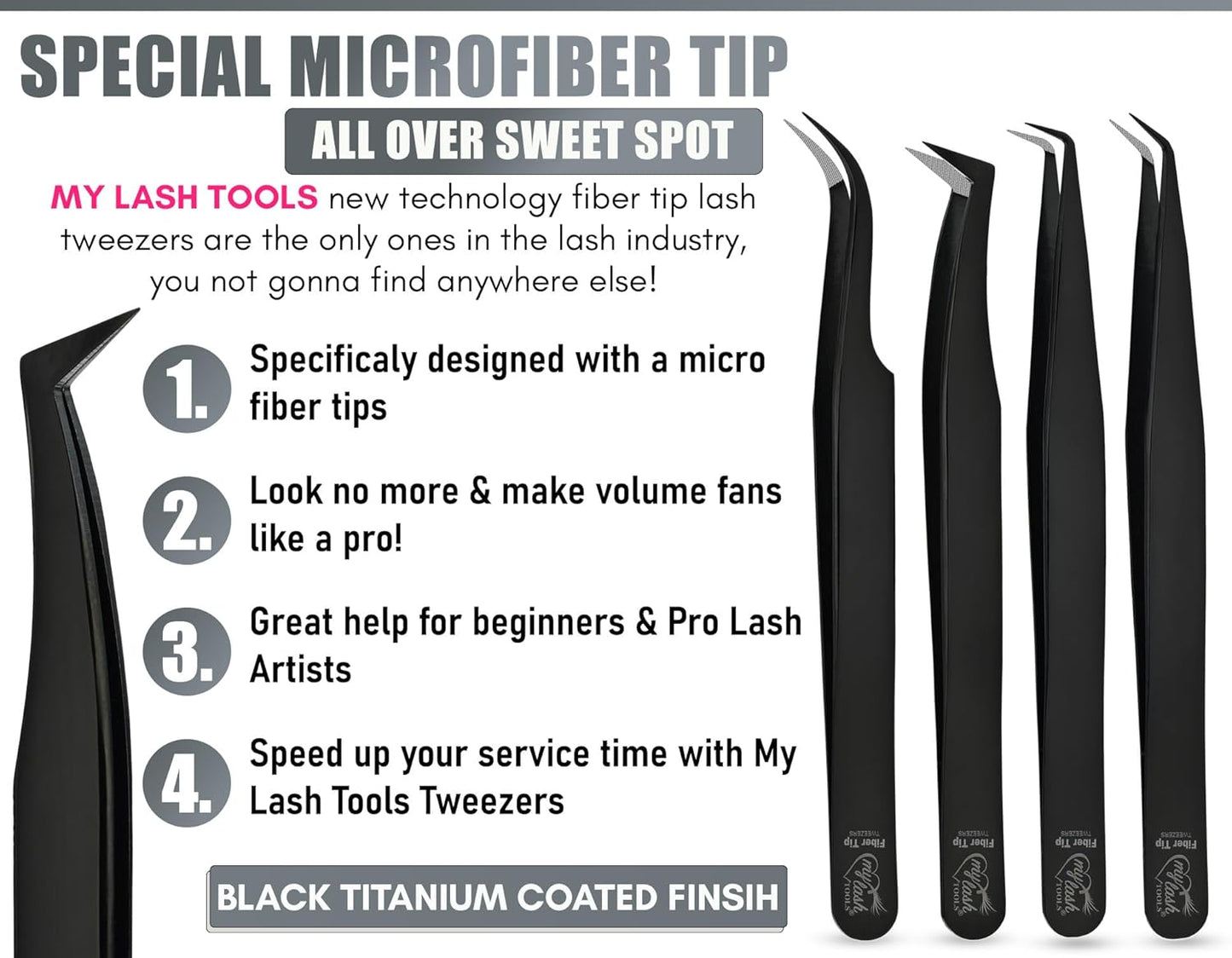 Fiber Tip Lash Tweezers for Lash Extensions, Precision Boot Volume Eyelash Extensions Tweezers Japanese Steel Curved & Isolation fiber grip tweezers pinzas para pestaas (4pcs Set)