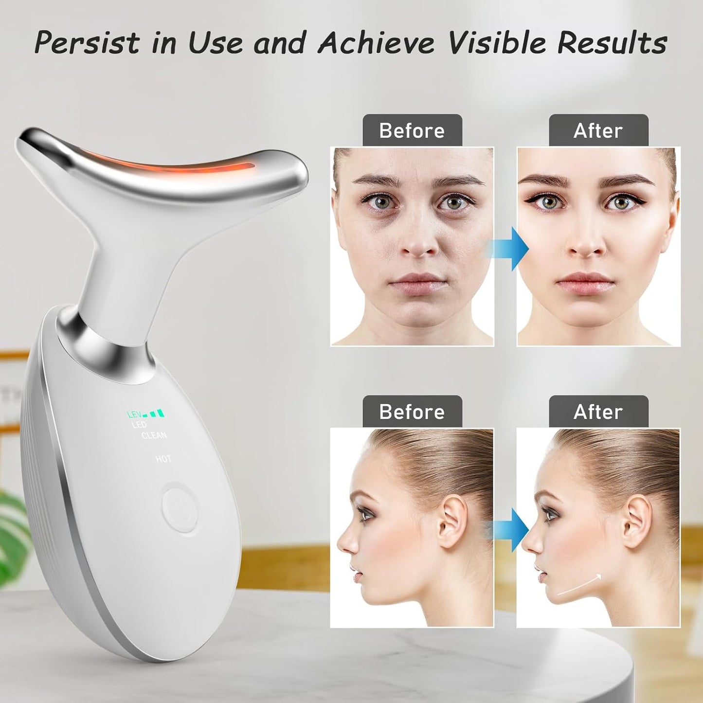 Jinstyles Neck and Face Skin Care Tool, Improve, Firm, Tightening and Smooth, White